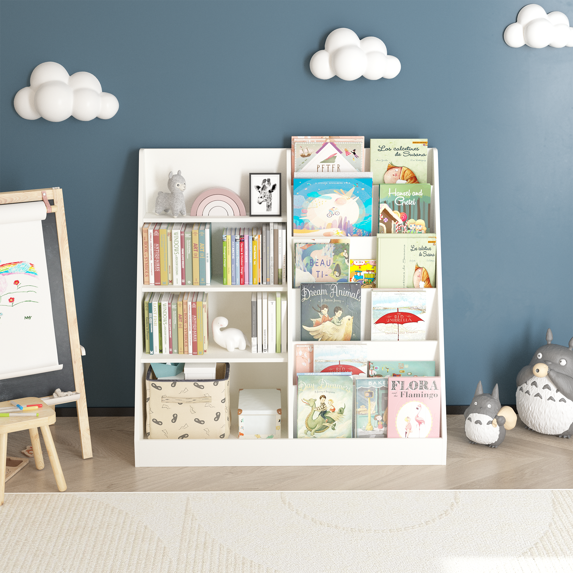 Kids Bookshelf And Toy Storage Organizer, Multifunctional 4