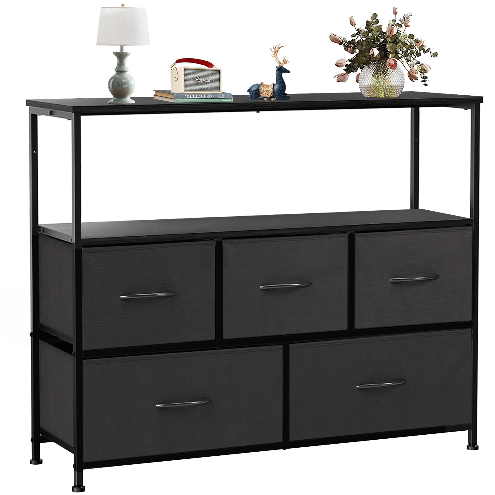 Tv Stand Dresser For Bedroom Entertainment Center With 5 Fabric Drawer Tv Stand Dresser For Bedroom Entertainment Center With 5 Fabric Drawer