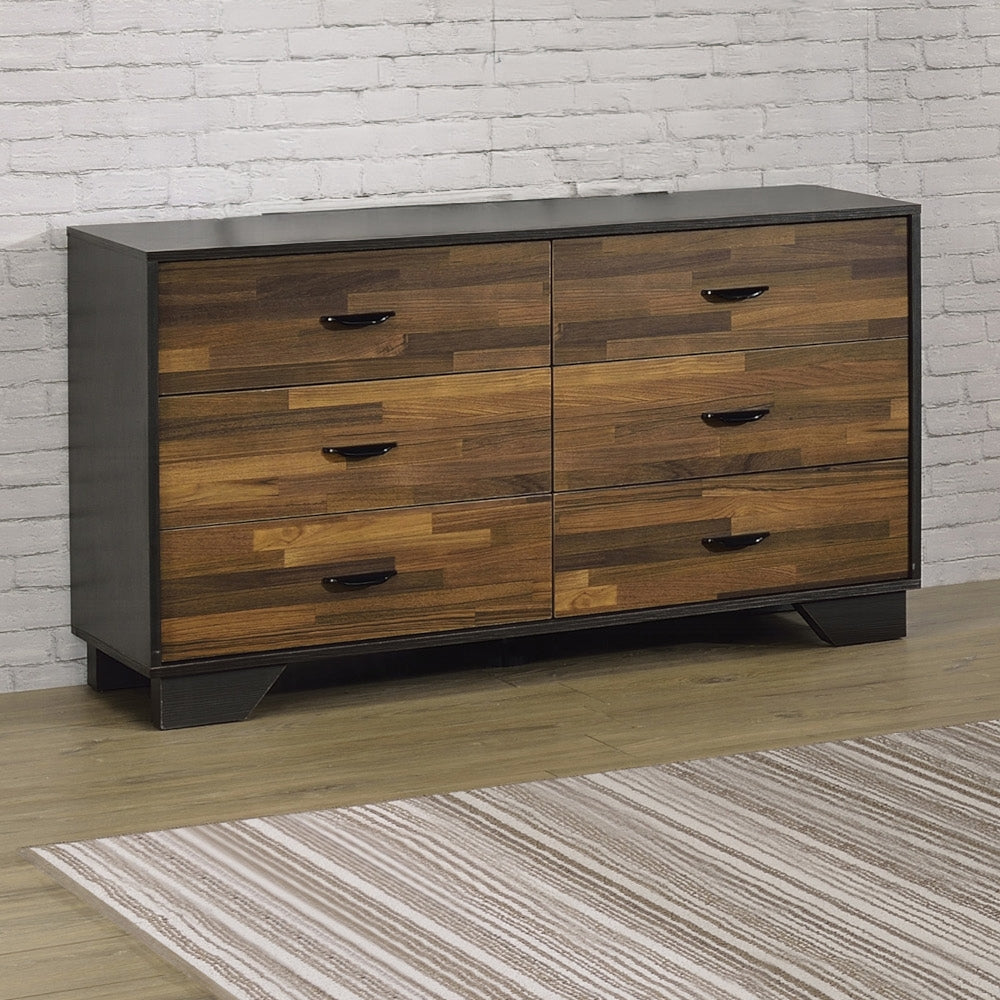 Walnut And Black 6 Drawer Dresser Walnut Black Bedroom Modern Particle Board Walnut And Black 6 Drawer Dresser Walnut Black Bedroom Modern Particle Board