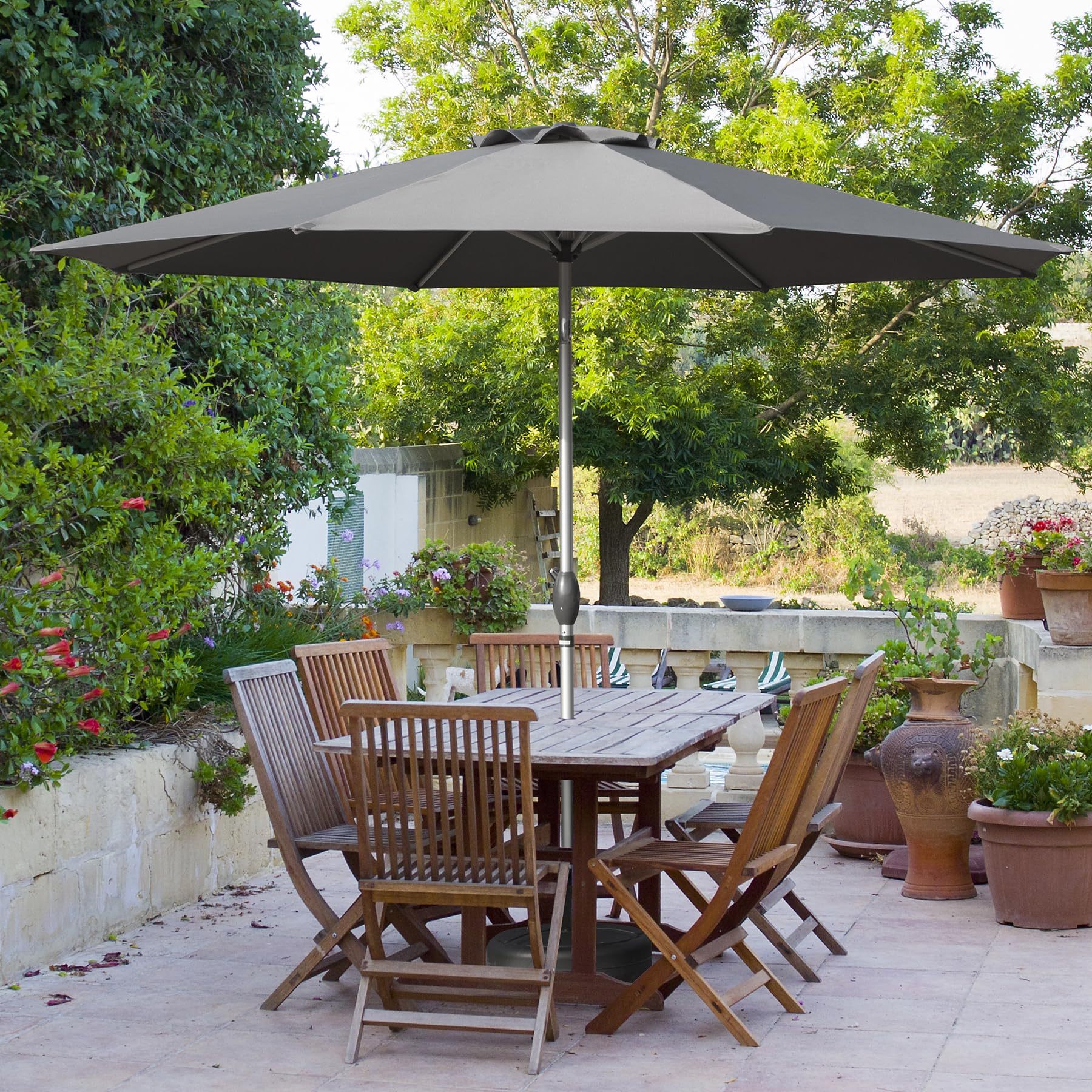10Ft Patio Umbrella, Outdoor Table Umbrella With Push Button Tilt And Crank, Uv Protection Waterproof Market Sun Umbrella With 8 Sturdy Ribs For 10Ft Patio Umbrella, Outdoor Table Umbrella With Push Button Tilt And Crank, Uv Protection Waterproof Market Sun Umbrella With 8 Sturdy Ribs For