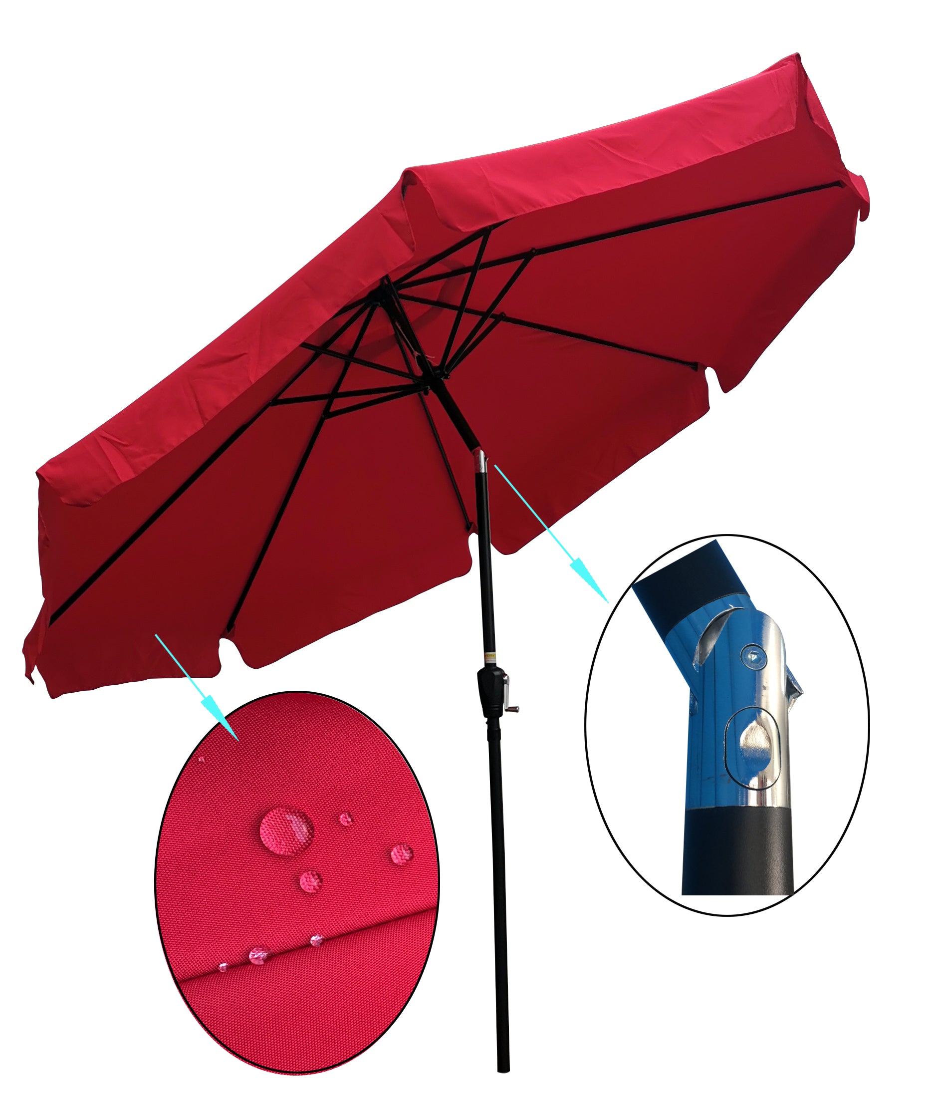10Ft Patio Umbrella Market Round Umbrella Outdoor Garden Umbrellas Wit