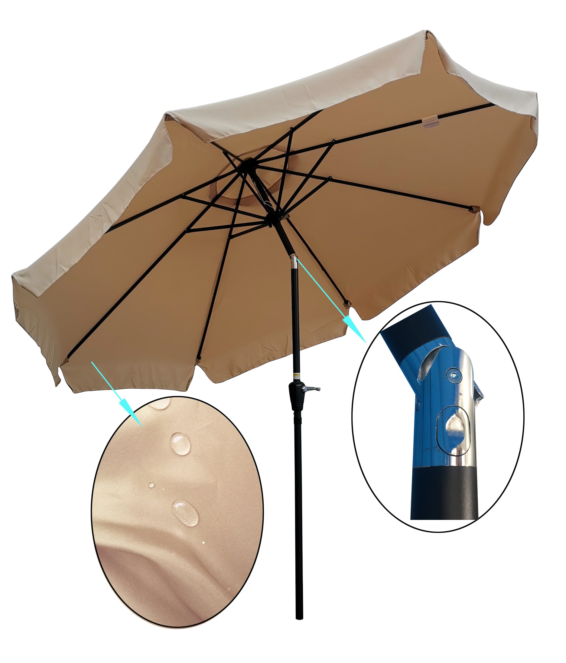 10 ft Patio Umbrella Market Table Round Umbrella Outdoor Garden With Crank And Push Button Tilt For Garden Deck Backyard Pool Shade Outside Tan Metal 10 ft Patio Umbrella Market Table Round Umbrella Outdoor Garden With Crank And Push Button Tilt For Garden Deck Backyard Pool Shade Outside Tan Metal