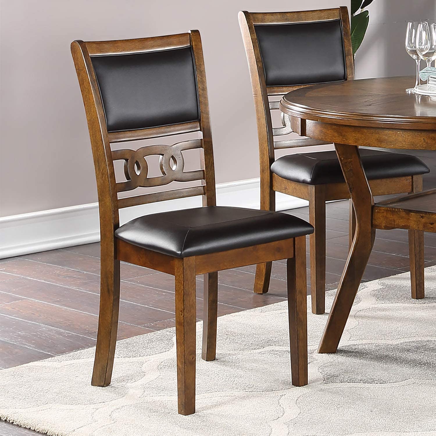 Dining Room Furniture Walnut Finish Set Of Side Chairs Cushion Seats