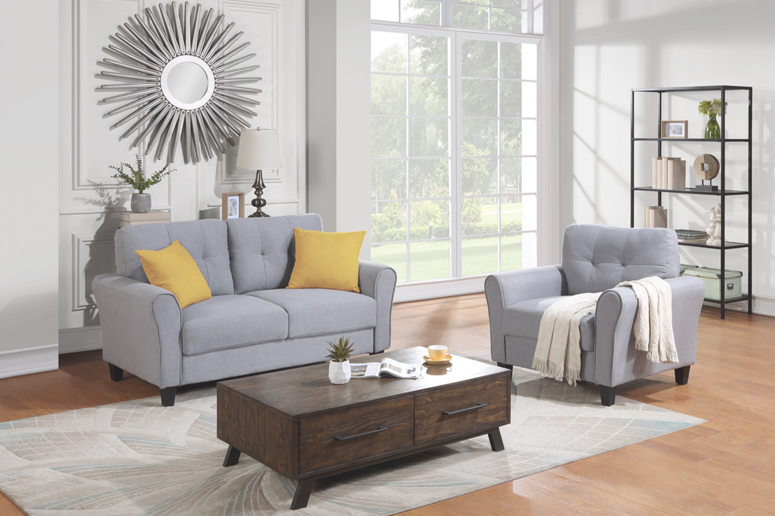Modern Living Room Sofa Set Linen Upholstered Couch Furniture For Home