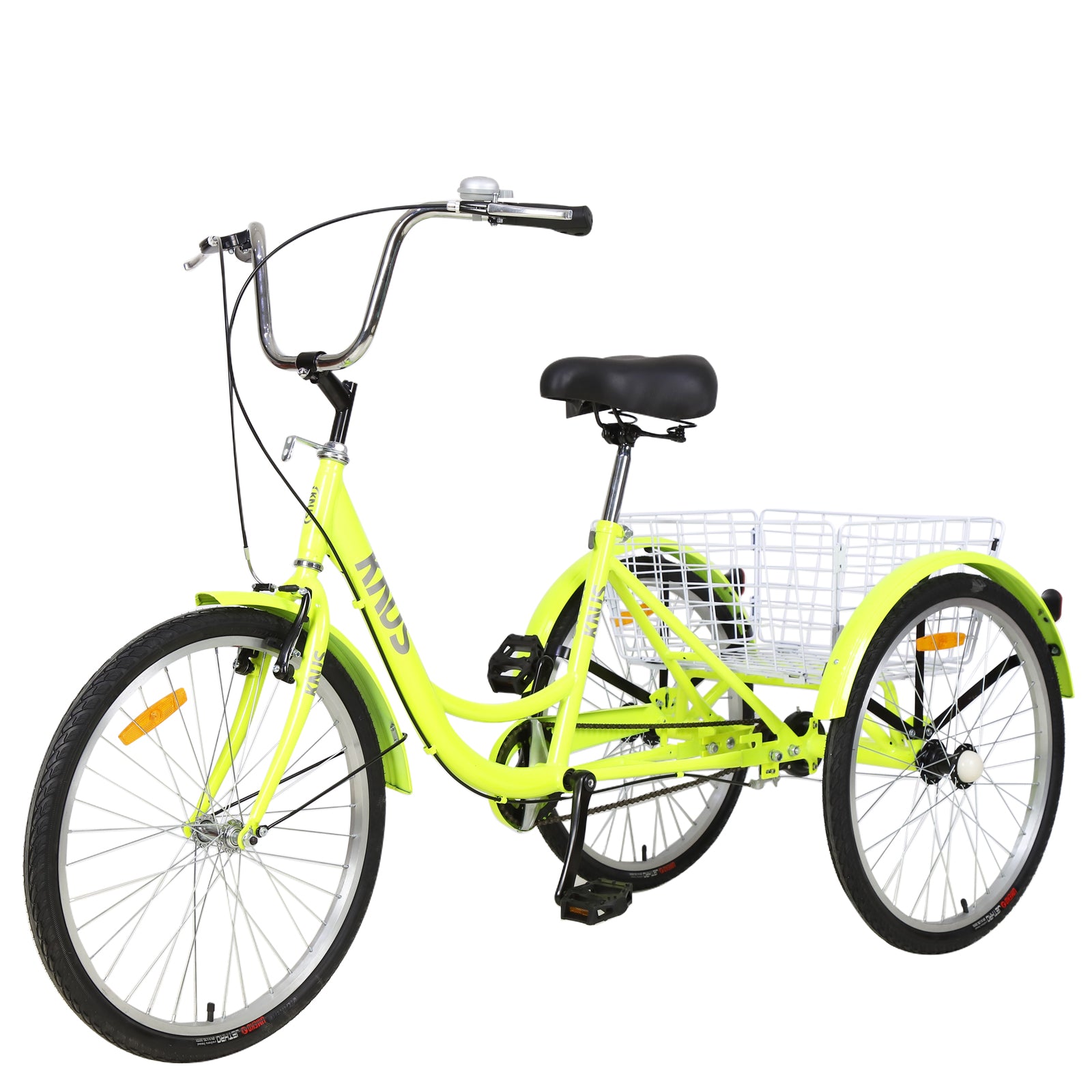 26-inch 3 wheel bicycle Adult Tricycle Trikes,3 Wheel Bikes,26 Inch Wheels Cruiser Bicycles With  Large Shopping Basket For Women And Men Yellow Steel