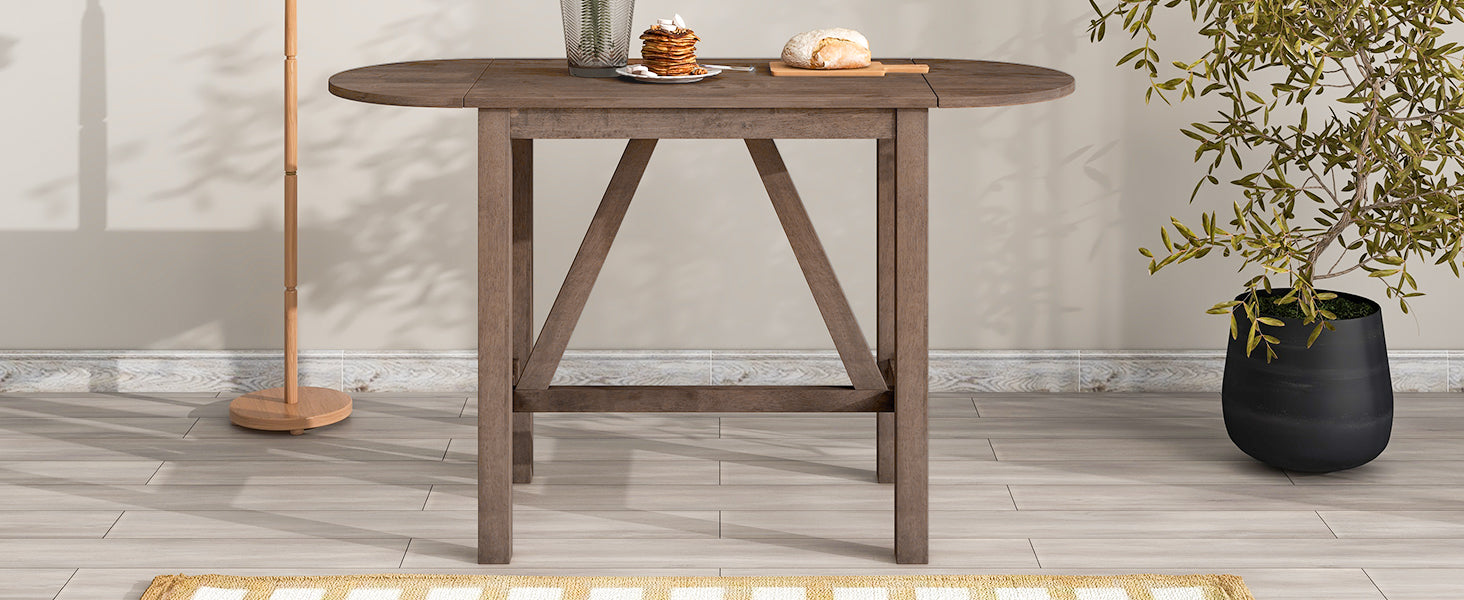 3 Piece Wood Counter Height Drop Leaf Dining Table Set With 2 Upholste