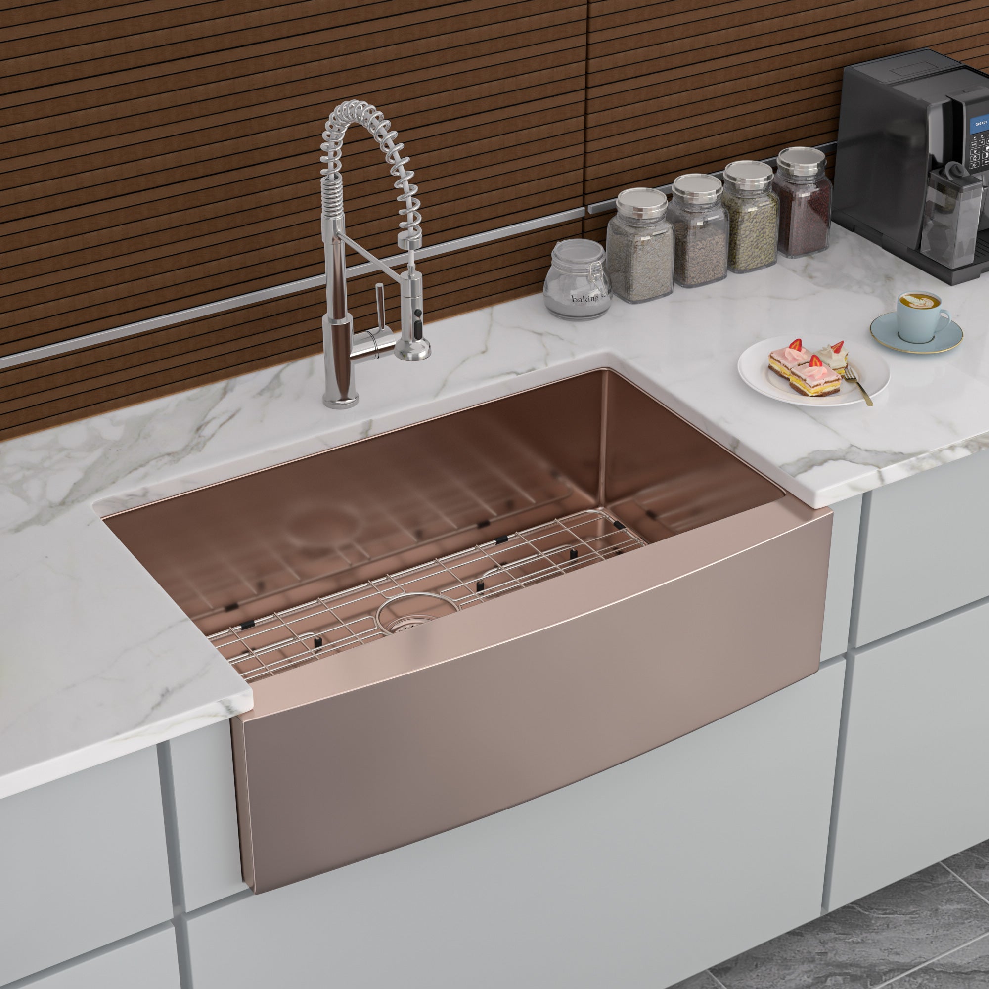36 Rose Gold Farmhouse Sink 36 Inch Kitchen Sink Stainless Steel 16 Ga