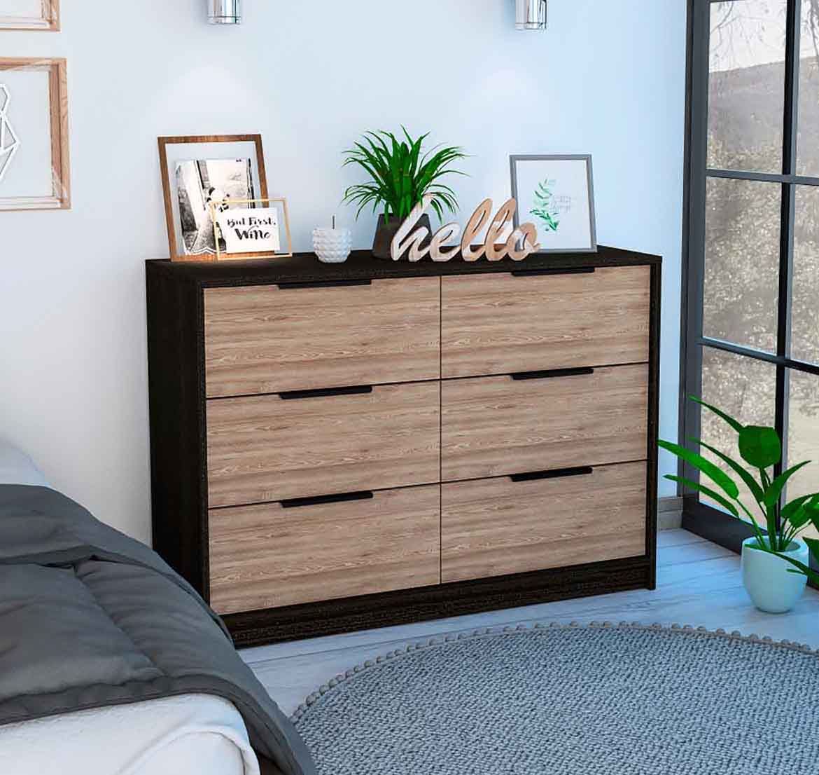 black wood grain dresser Elure Wood 9-Drawer Dresser– City Mattress