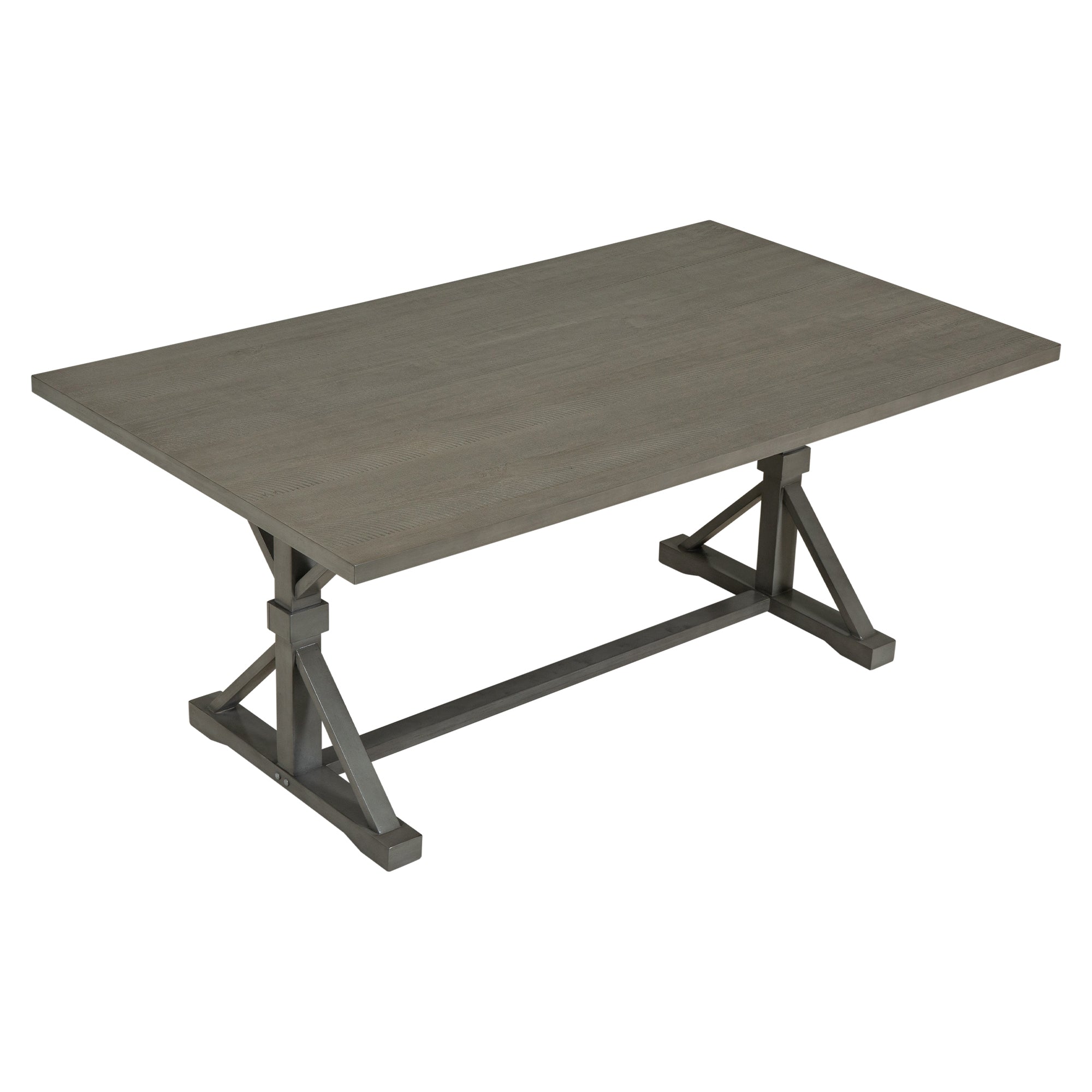 6 Piece Farmhouse Dining Table Set 72" Wood Rectangular Table, 4 Uphol