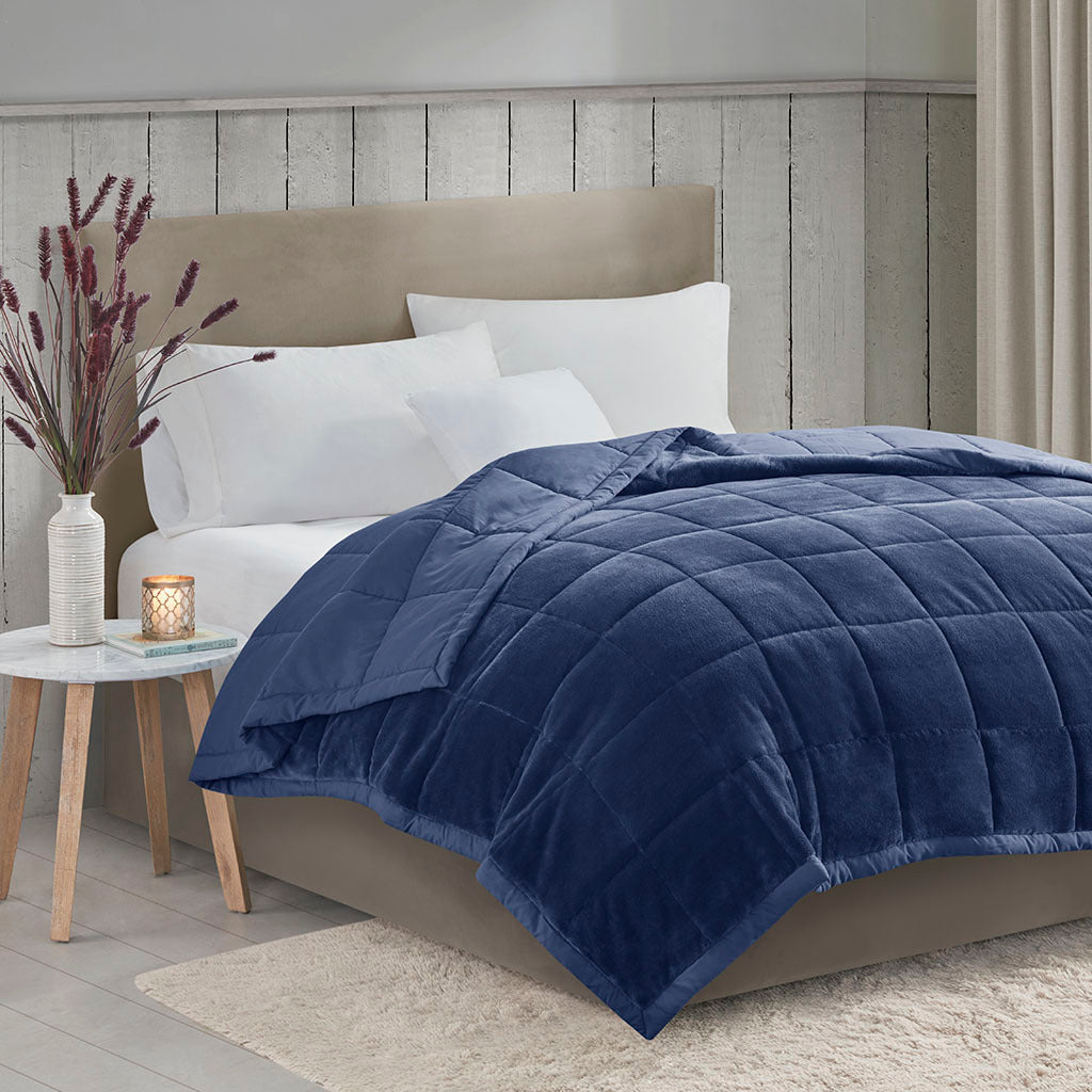Reversible Heiq Smart Temperature Down Alternative Blanket Navy Microf - Main Image