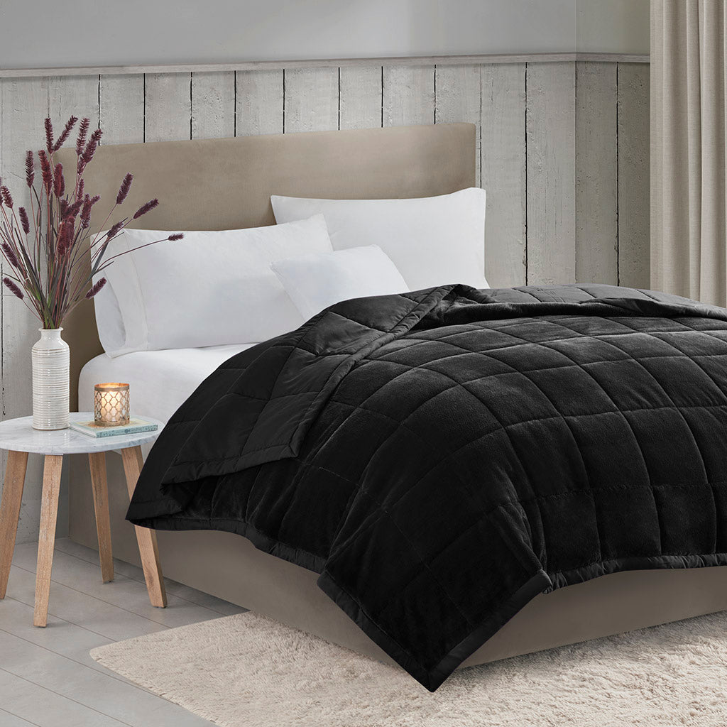 Reversible Heiq Smart Temperature Down Alternative Blanket Black Micro