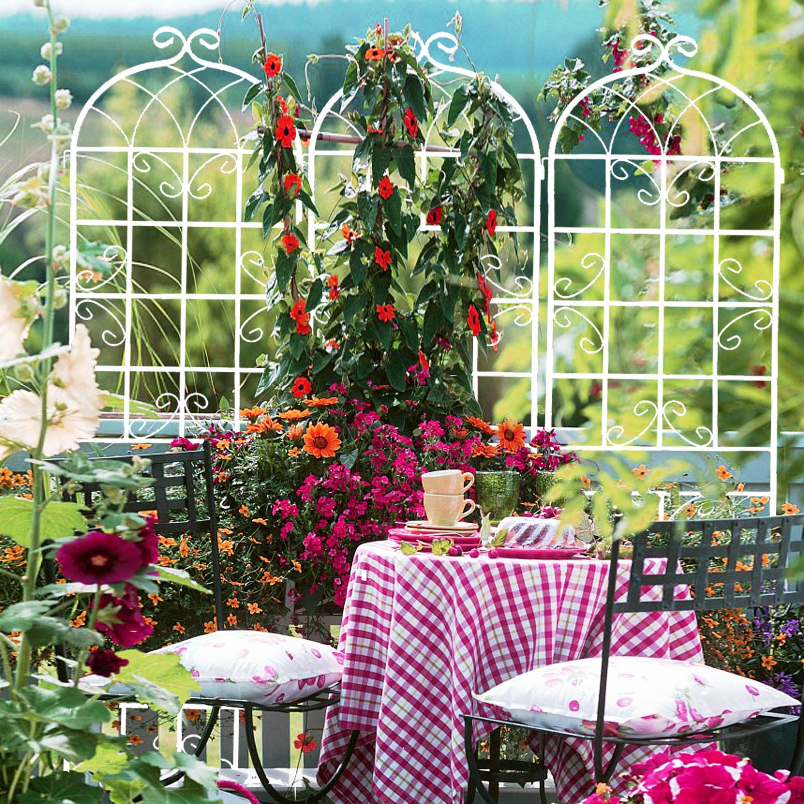 garden trellis for climbing outdoor plants 4 Pack Metal Garden Trellis 86.7" X 19.7" Rustproof Trellis For Climbing Plants Outdoor Flower Support Cream White Cream White Garden & Outdoor Iron