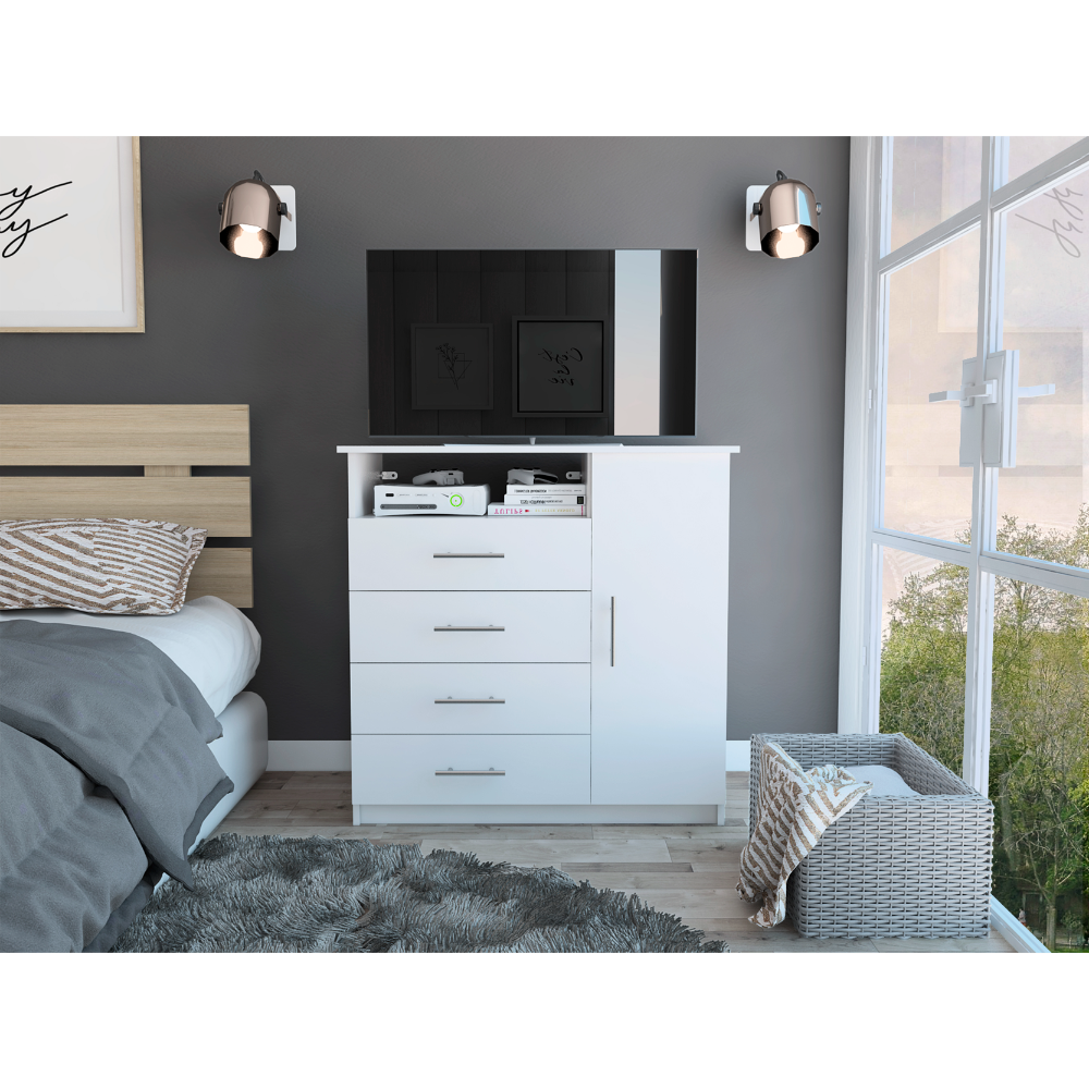 white christmas dresses L Shaped Corner LED Dresser for Bedroom Brown main image 0