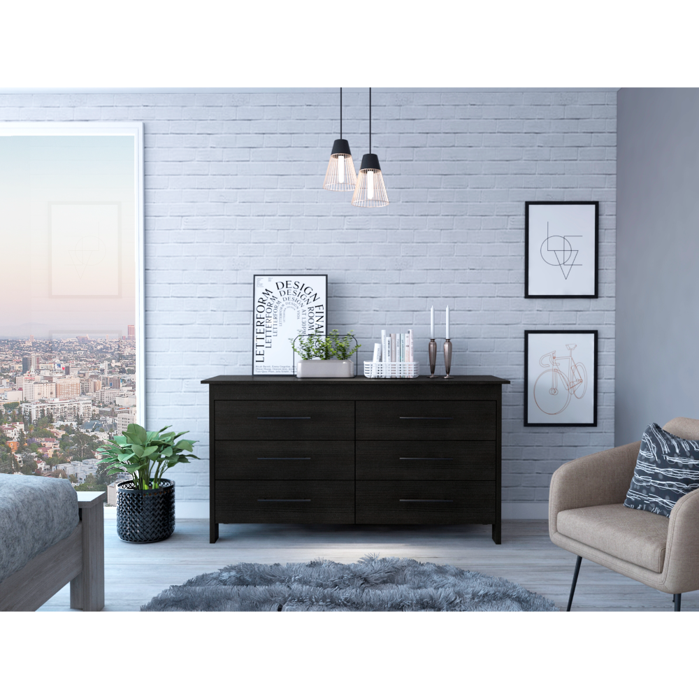 Hms 6 Drawer Double Dresser, Four Legs, Superior Top Black Black Drawer 5 Drawers & Above Bedroom Extra Deep Drawers Modern 6 Black Particle Board Hms 6 Drawer Double Dresser, Four Legs, Superior Top Black Black Drawer 5 Drawers & Above Bedroom Extra Deep Drawers Modern 6 Black Particle Board