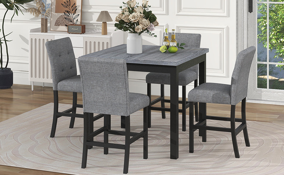 Piece Counter Height Dining Set Wood Square Dining Room Table And Ch