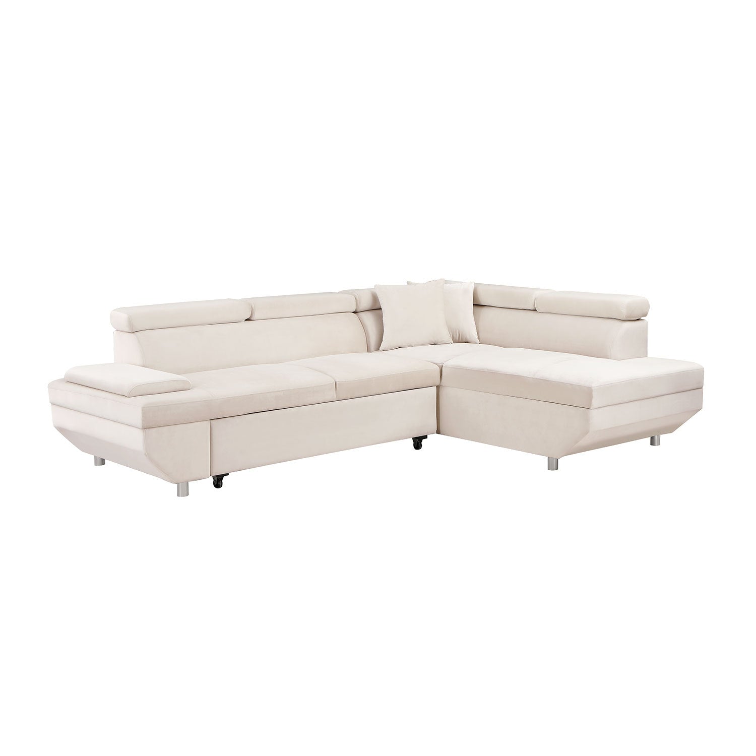 L Shape Sofa, Sleeper Sofa 2 In 1 Pull Out Couch Bed, Right Facing Pul