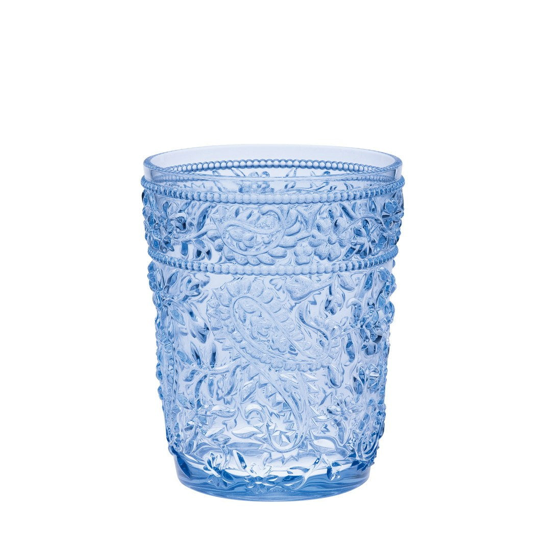 Paisley Acrylic Glasses Drinking Set of 4, BPA Free, Blue, 13oz