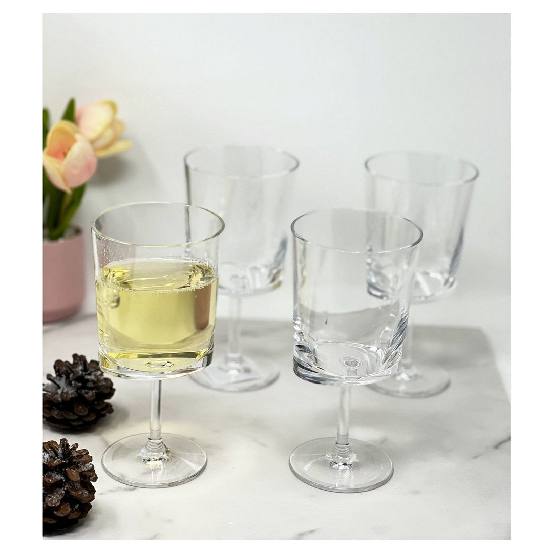 Oval Halo Plastic Wine Glasses Set Of 4 12Oz , Bpa Free Acrylic Wine Glass  Set, Unbreakable Red Wine Glasses, White Wine Glasses Clear Acrylic