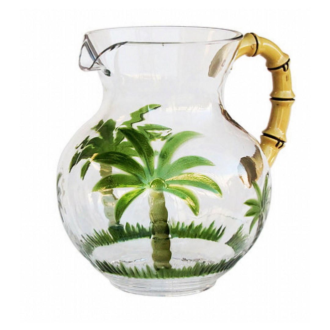 3 Quarts Water Pitcher With Lid, Palm Tree Design Unbreakable Plastic