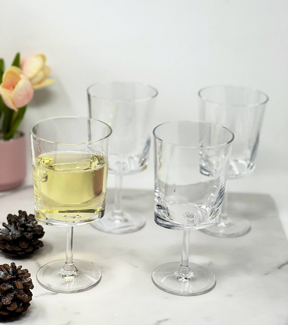 Oval Halo Plastic Wine Glasses Set Of 4 12Oz , Bpa Free Tritan Wine Glass  Set, Unbreakable Red Wine Glasses, White Wine Glasses Clear Glass