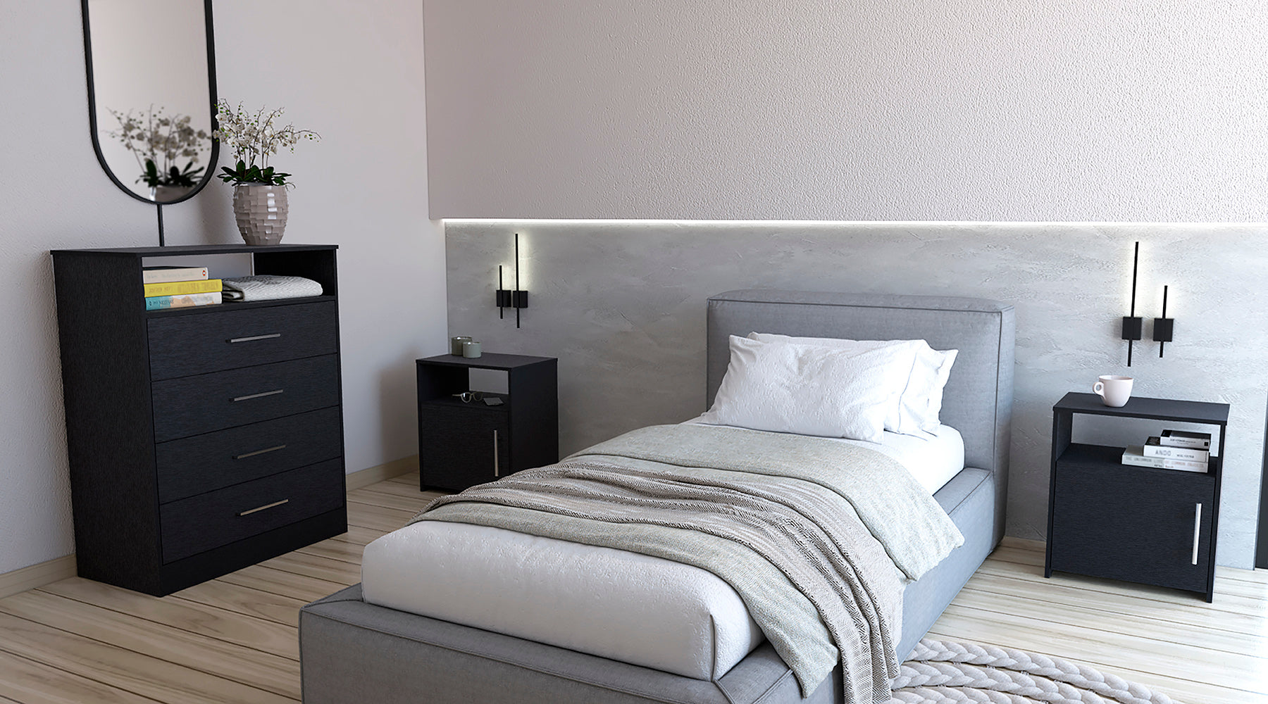 gray and black dresser Elure Wood 9-Drawer Dresser