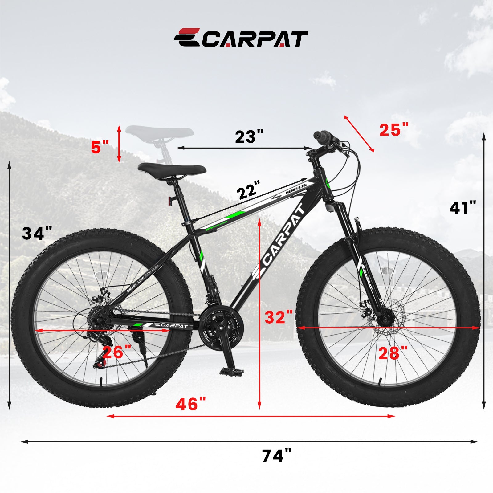 urban mtb bike S26109 26 Inch Fat Tire Bike Adult Youth Full Shimano 21 Speed Mountai