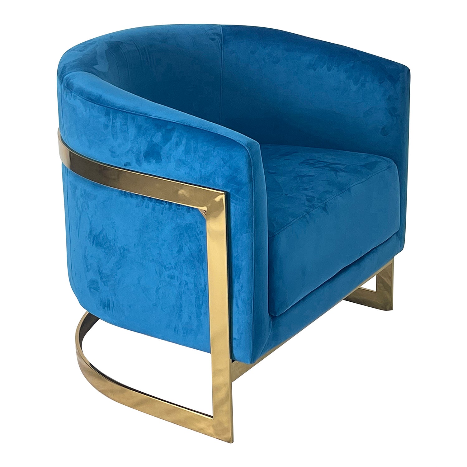 Blue And Gold Sofa Chair Blue Stainless Steel Velvet