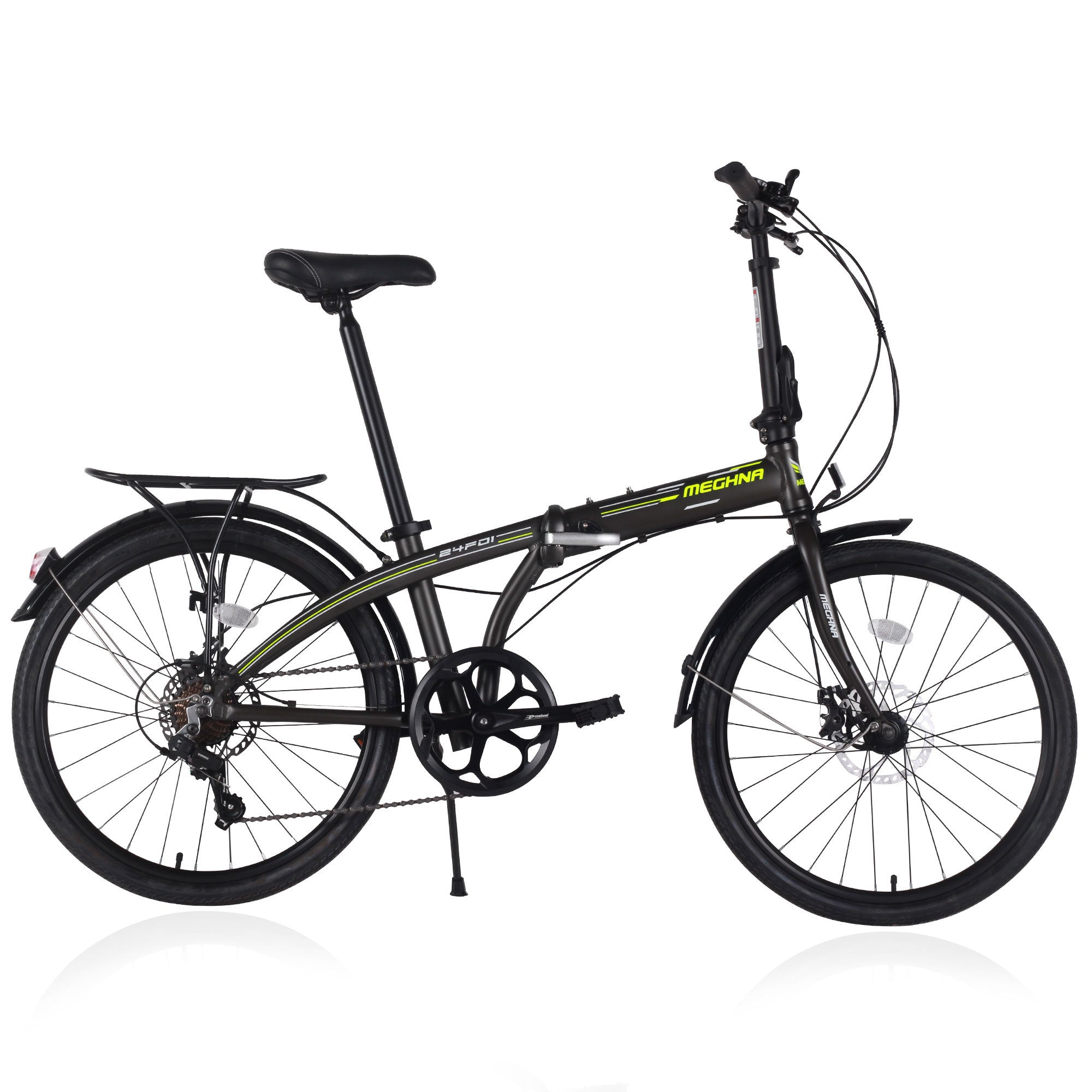 alu citybike 24" Folding City Bike Aluminum Frame 7 Speed Folding Bike Cycling Dark