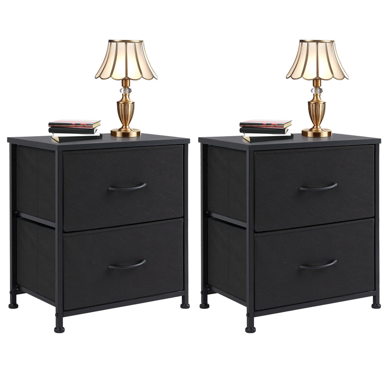 Drawers Dresser Chest Of Drawers,Metal Frame And Wood Top,Black,Two Packs  Black Wood