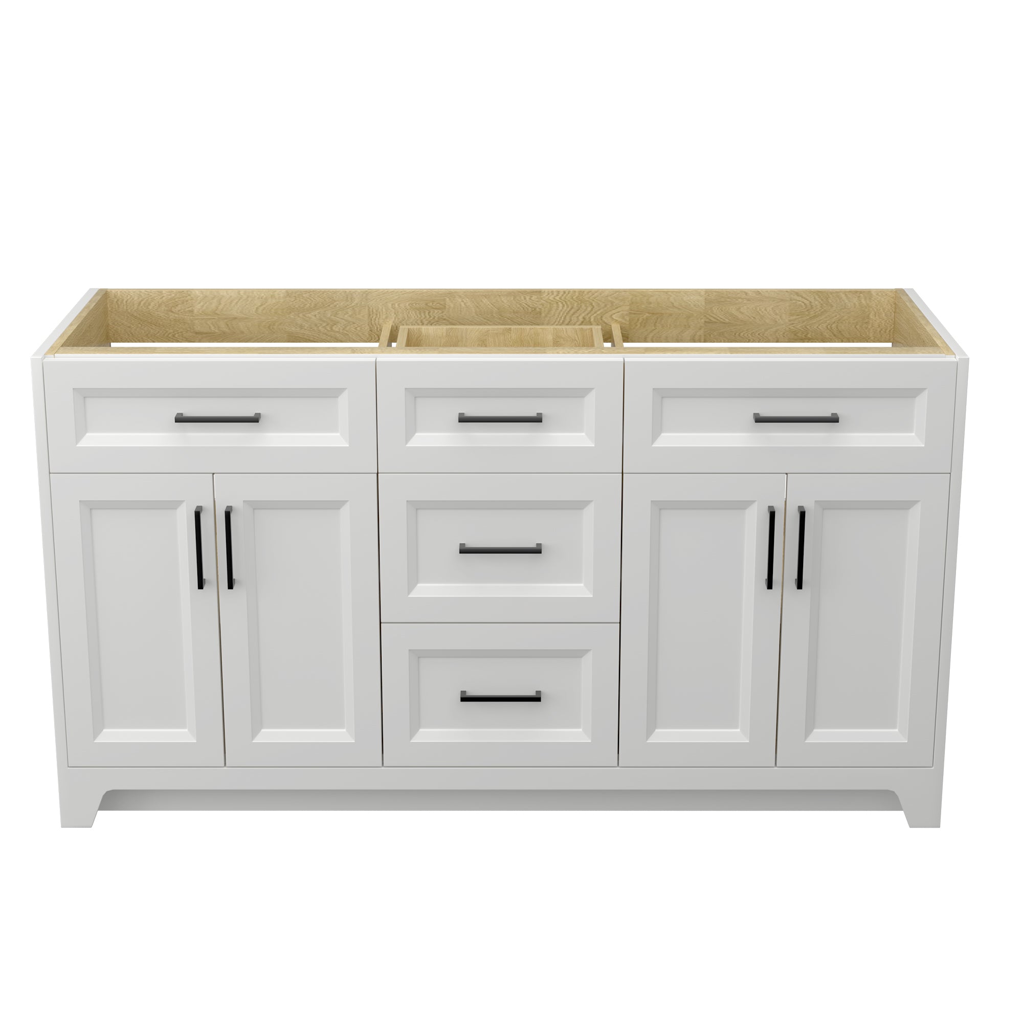 60 Inch Solid Wood Bathroom Vanity Without Top Sink, Modern Bathroom V