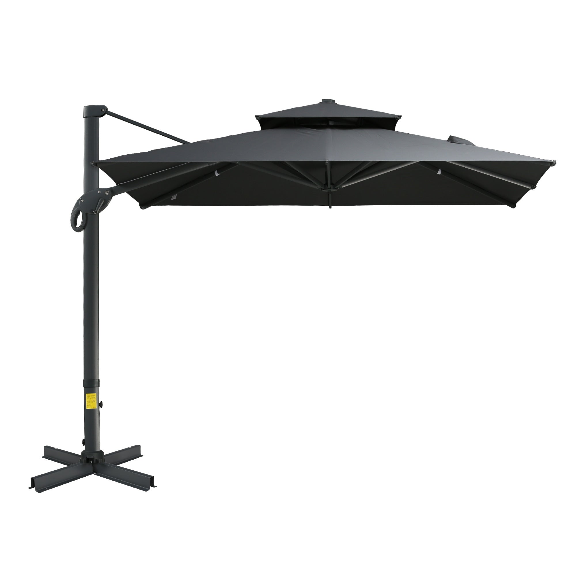 10Ft Offset Patio Umbrella, Hanging Cantilever Umbrella, Square Shape, Aluminum Cross Base, Tilt, 360 Degree Rotation, Gray Gray Aluminium 10Ft Offset Patio Umbrella, Hanging Cantilever Umbrella, Square Shape, Aluminum Cross Base, Tilt, 360 Degree Rotation, Gray Gray Aluminium