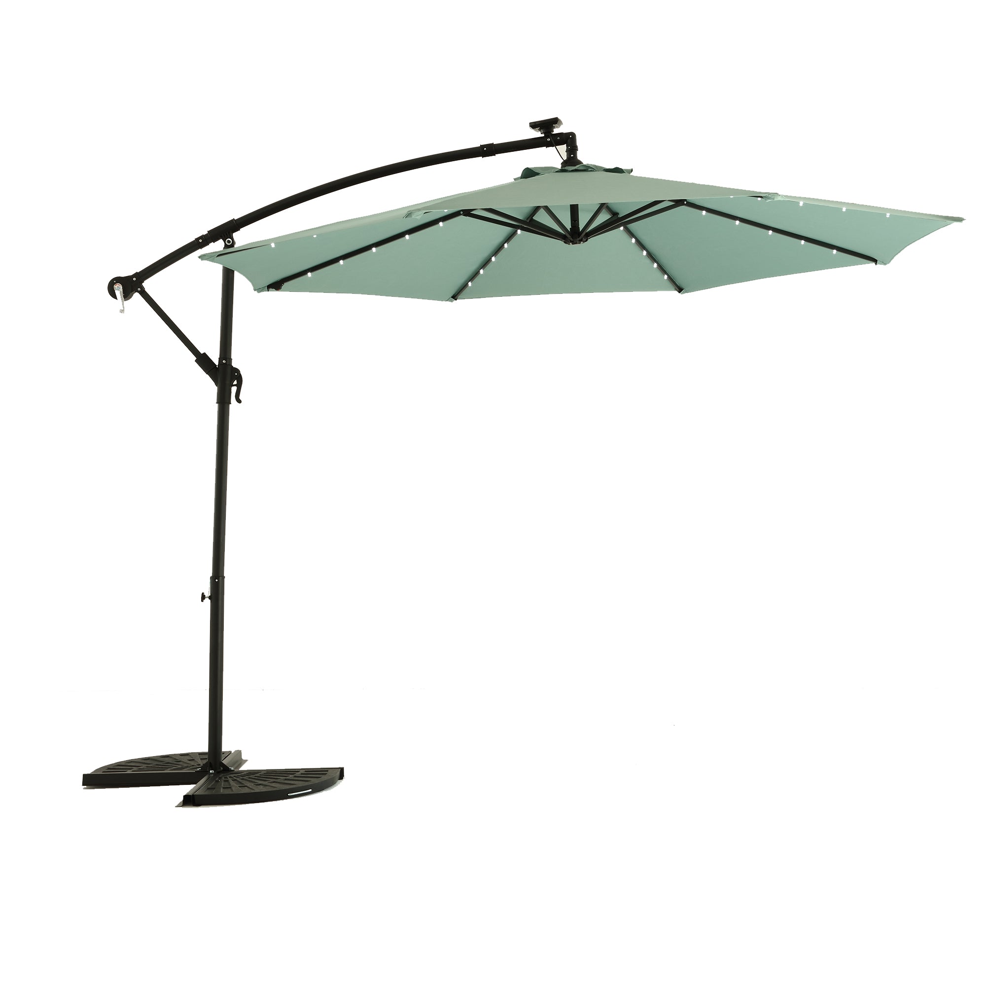 10ft Solar LED Offset Hanging Market Patio Umbrella ( Light green )(No Base)