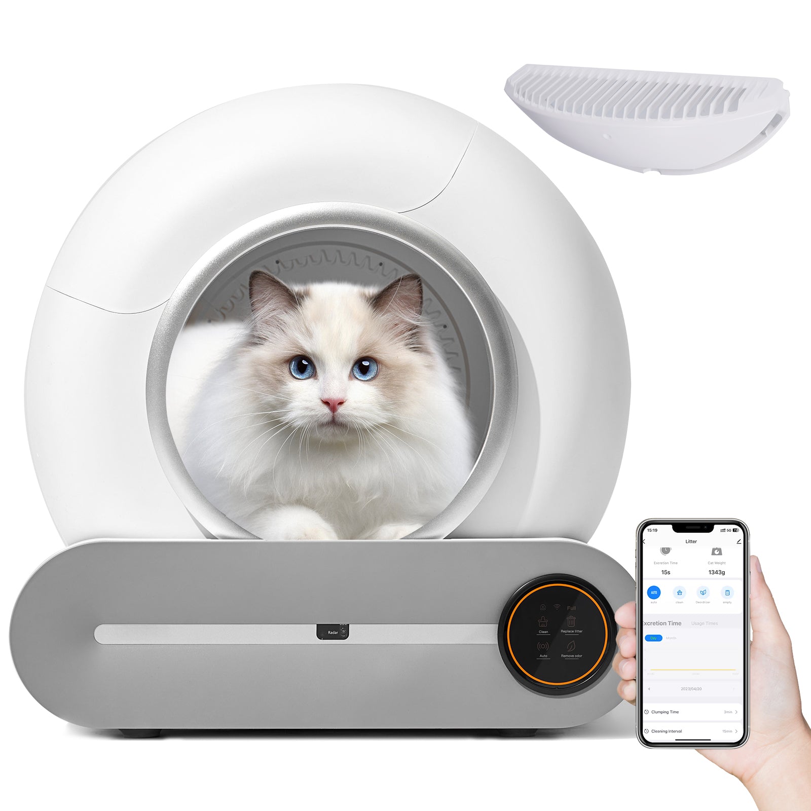 Self Cleaning Cat Litter Box, Automatic Scooping And Odor Removal, App