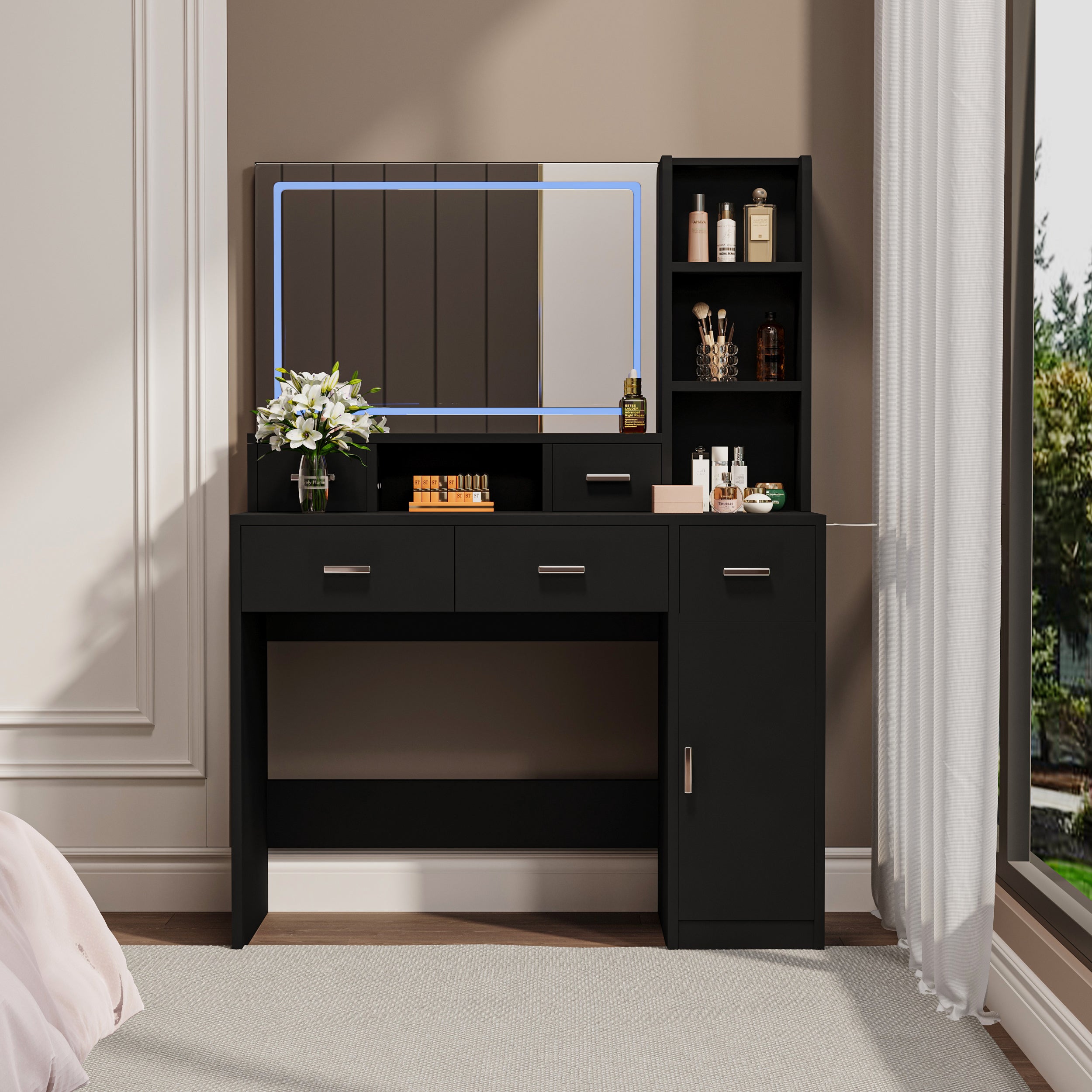 black dressing table with mirror and stool Newly Designed Smart Drawers Storage Ca sheer-styles-promo Vintage Set Womens Dress Create a practical getting Size:4-5Y