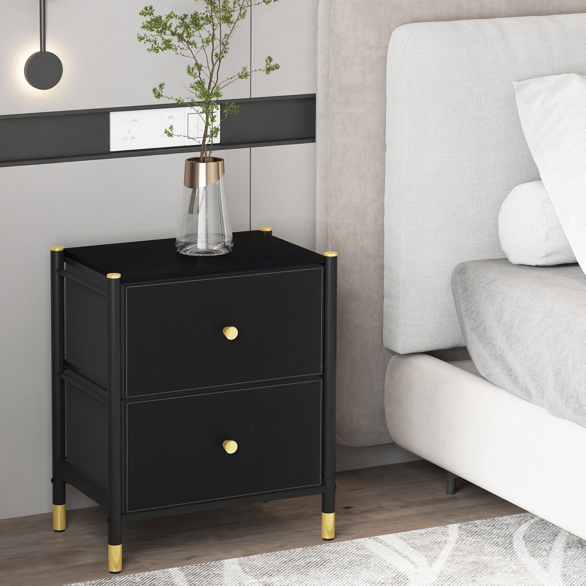 Drawer Dresser Cabinet,2 Drawer Nightstands For Bedroom Small Bedside