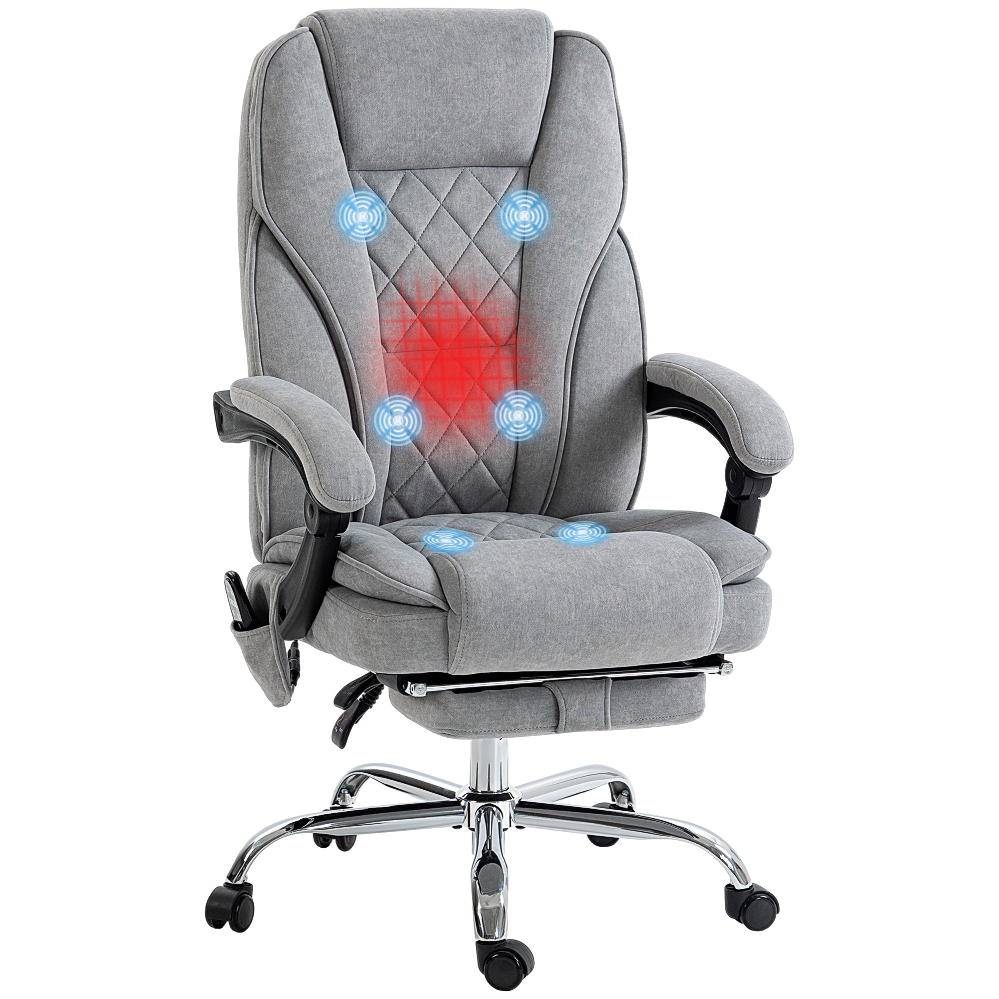 Vinsetto Massage Office Chair With 6 Vibration Points, Heated Reclining Computer Chair, Swivel Desk Chair With Adjustable Height And Footrest, Gray Vinsetto Massage Office Chair With 6 Vibration Points, Heated Reclining Computer Chair, Swivel Desk Chair With Adjustable Height And Footrest, Gray