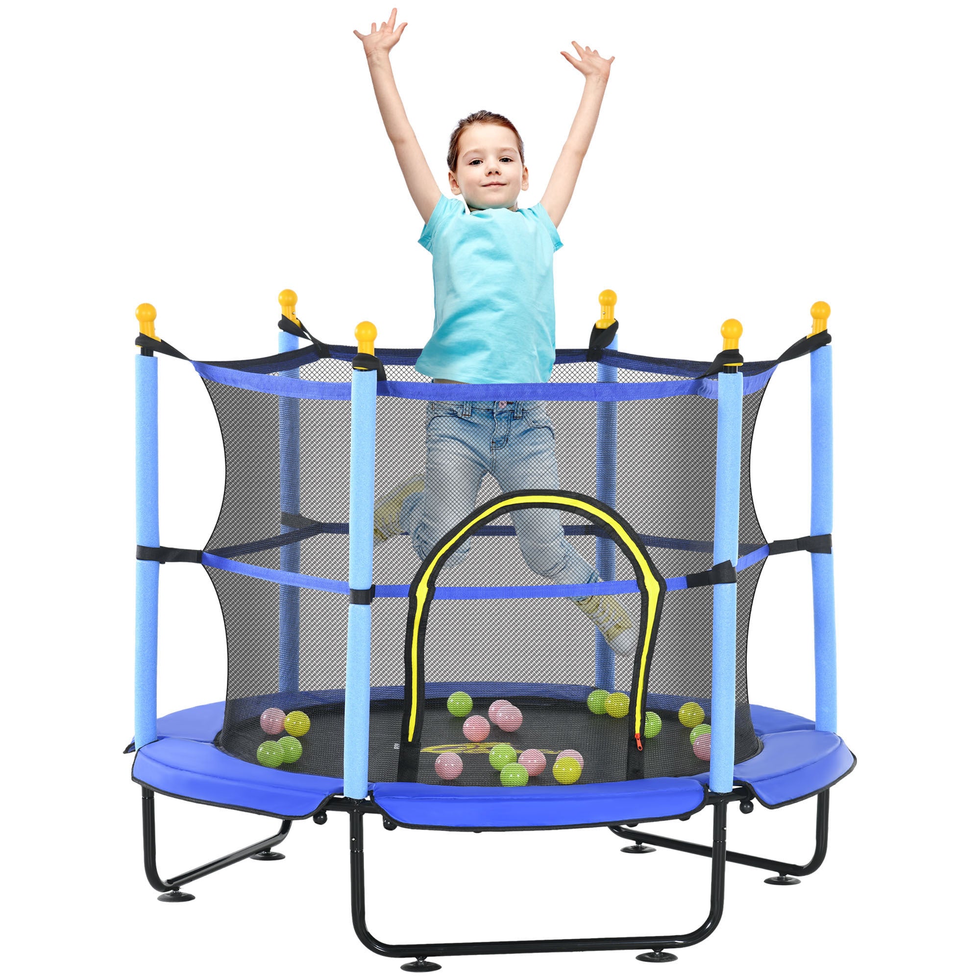 Qaba 4.6' Trampoline For Kids, 55 Inch Toddler Trampoline With Safety