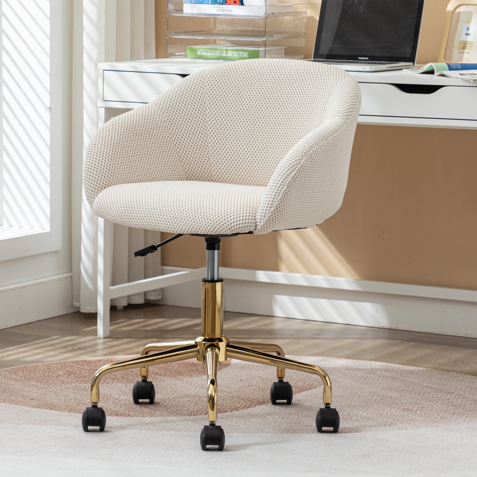 047 Mesh Fabric Home Office 360 Swivel Chair Adjustable Height With Go