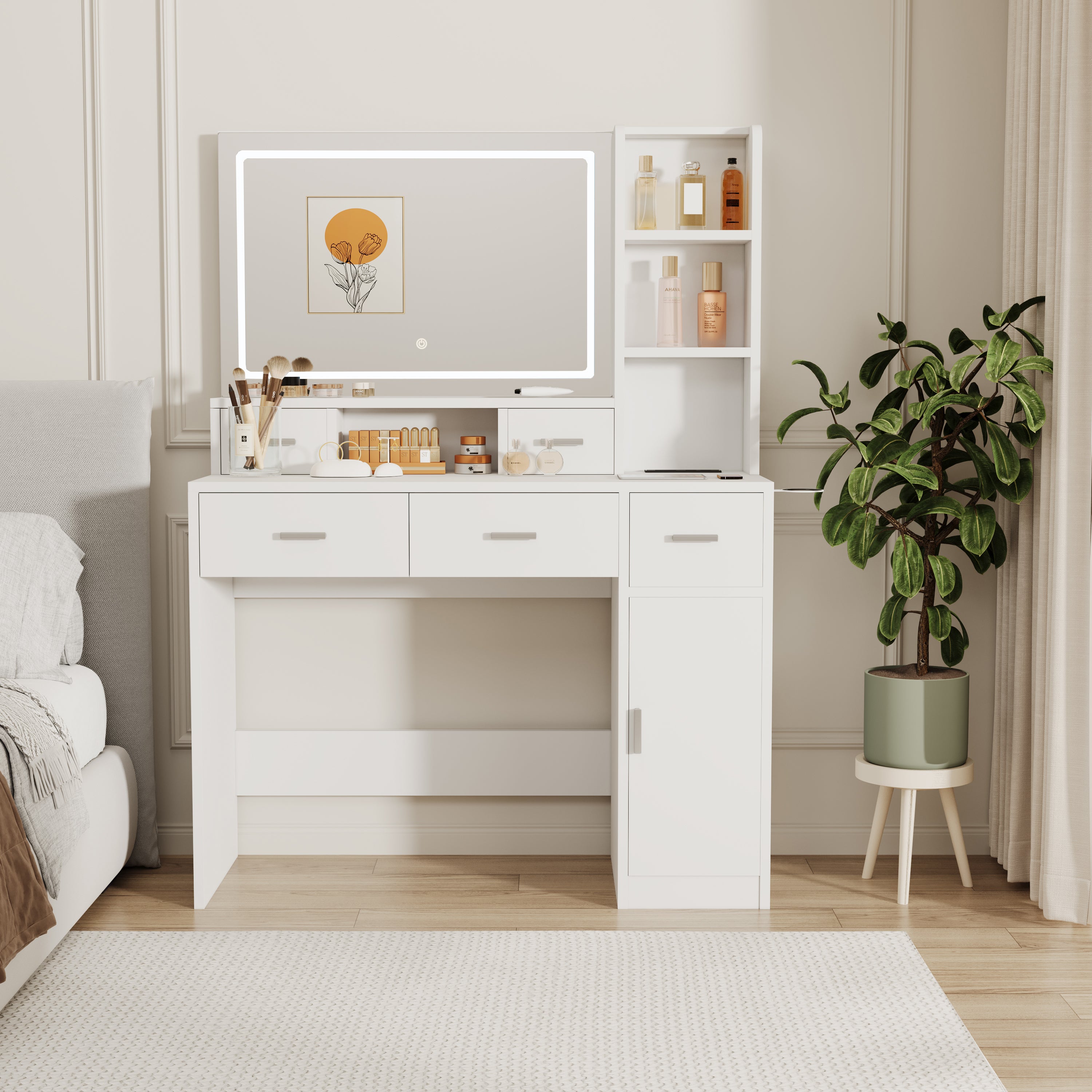 Newly Designed Smart Mirror Dressing Table With Drawers And Storage Ca