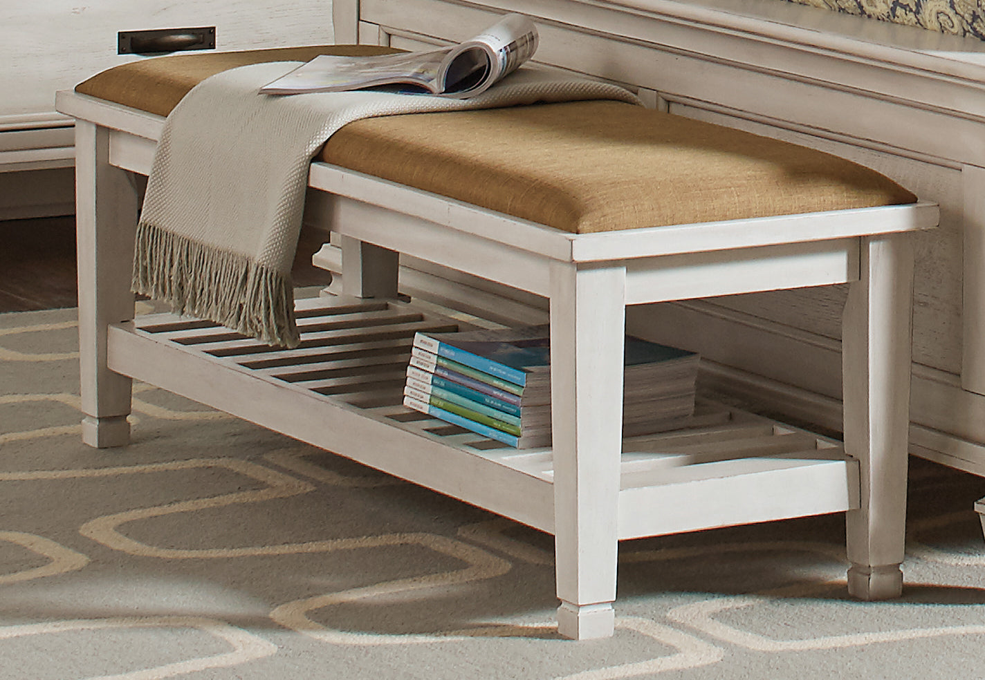 〆1/31 WHITE_WOOD_BENCH #1 Jerimiah Bench (White) Crown Mark Furniture | Furniture Cart