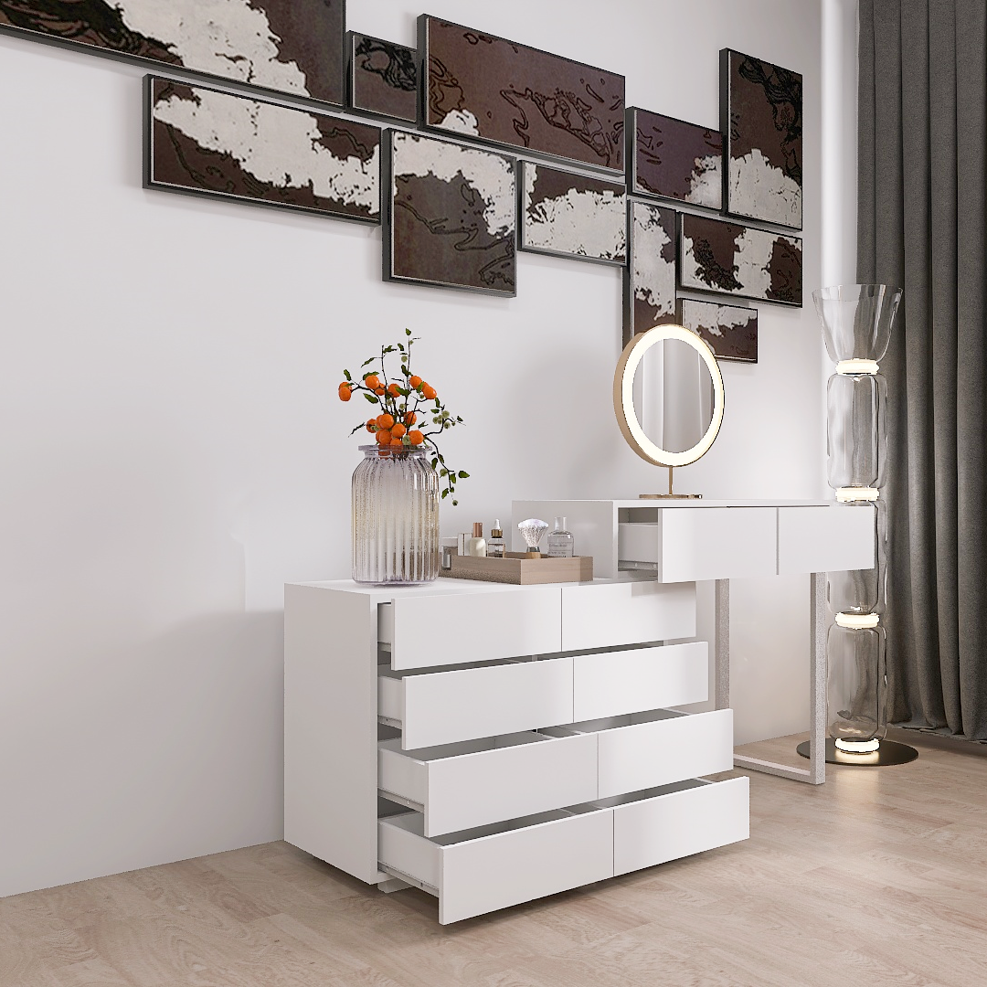 white 10 drawer dresser Extended Desktop 10 Drawers Chest Of Drawer Without Handle White Color