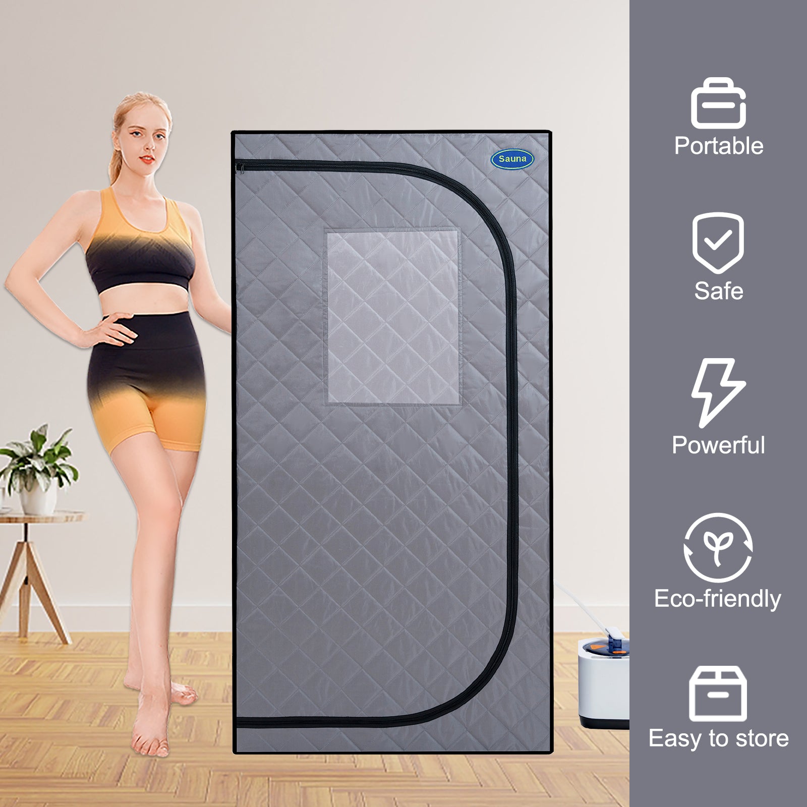 steam sauna tent Portable Grey Mini Plus Style Steam Sauna Tent Personal Home Spa, With Steam Generator, Remote Control, Foldable Chair, Pvc . Easy To Install,Fast