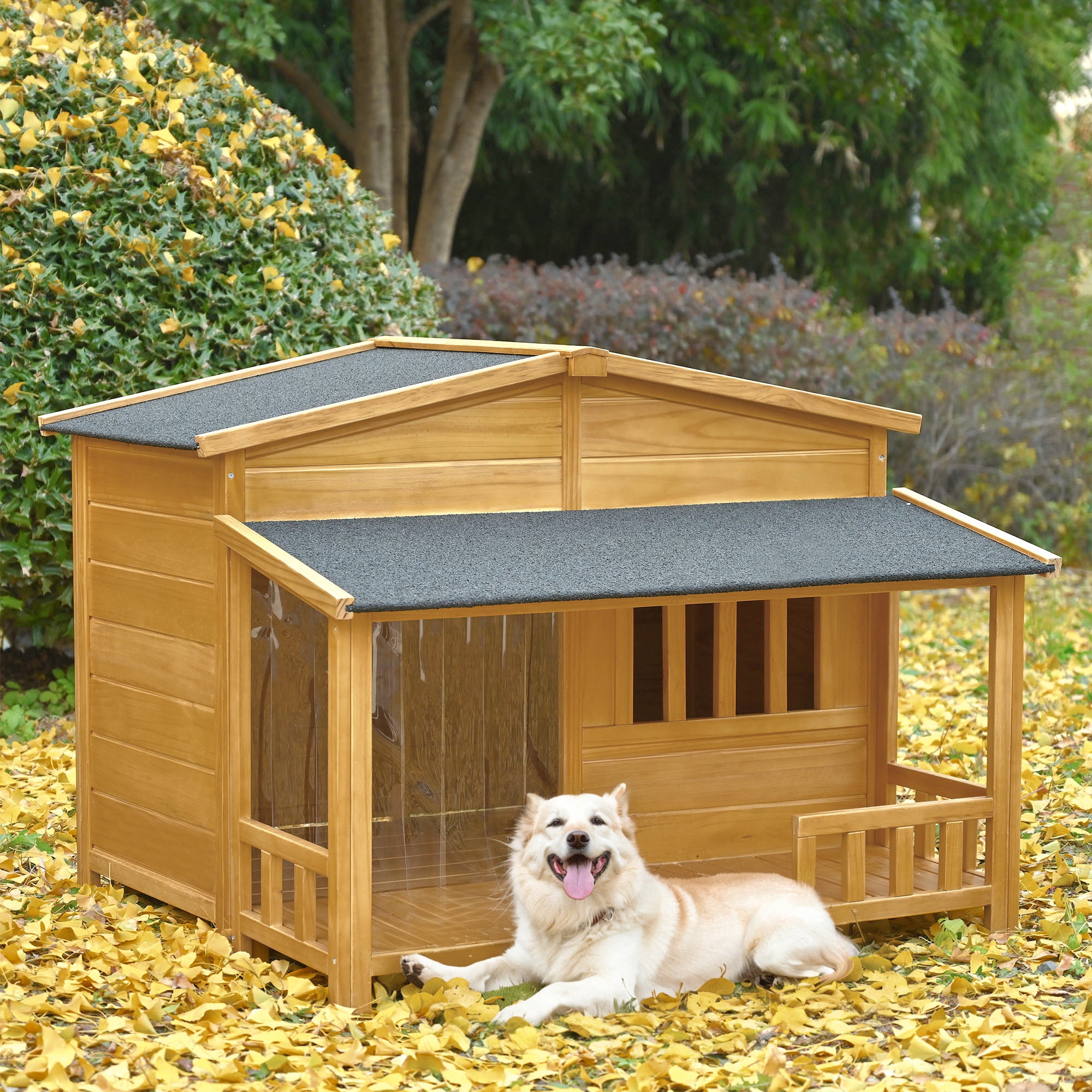 Large Dog Crate Dog House With Porch Wooden Dog House, Outdoor