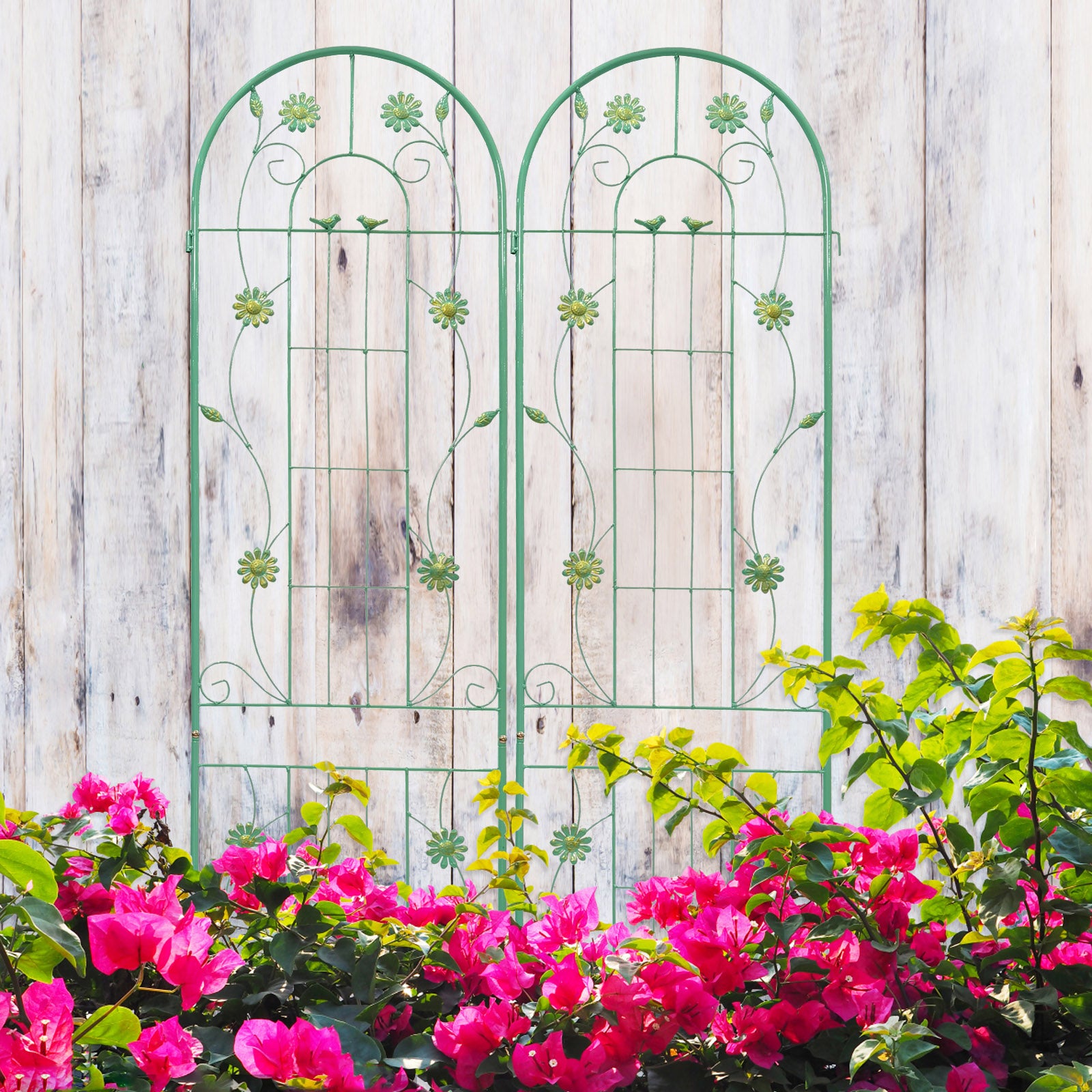 4 Pack Green Metal Garden Trellis For Climbing Plants Outdoor Rustproo