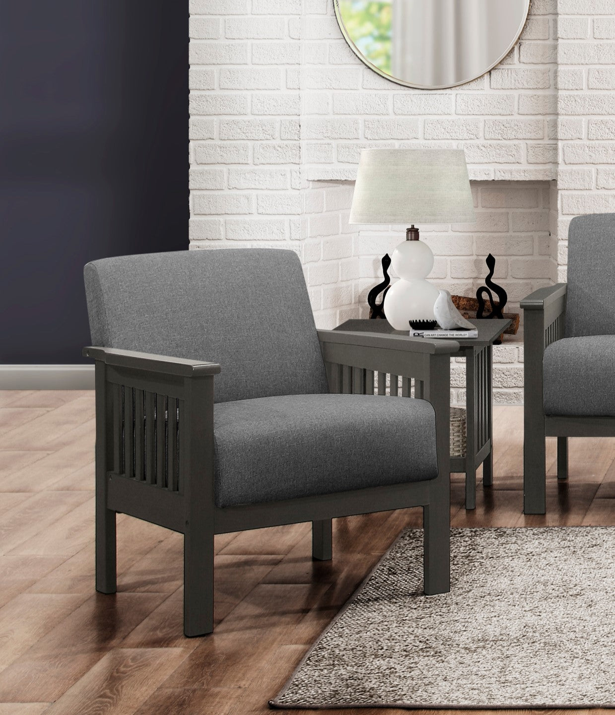 Gray Accent Chair 1Pc Solid Wood Mission Arm Cushion Back Classic Livi