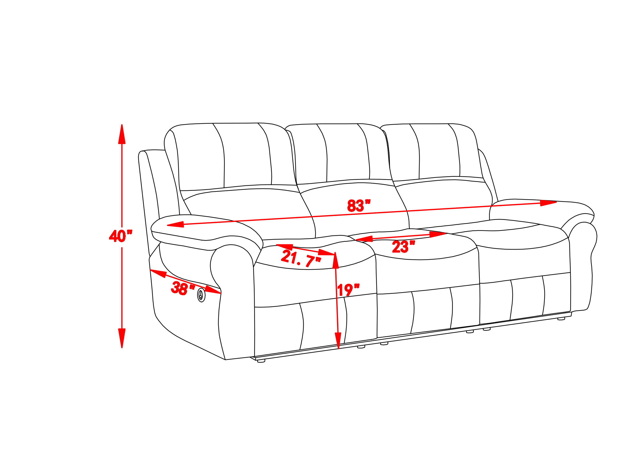 Fabric Power Reclining Sofa With Drop Down Table,Usb Button And Wirele