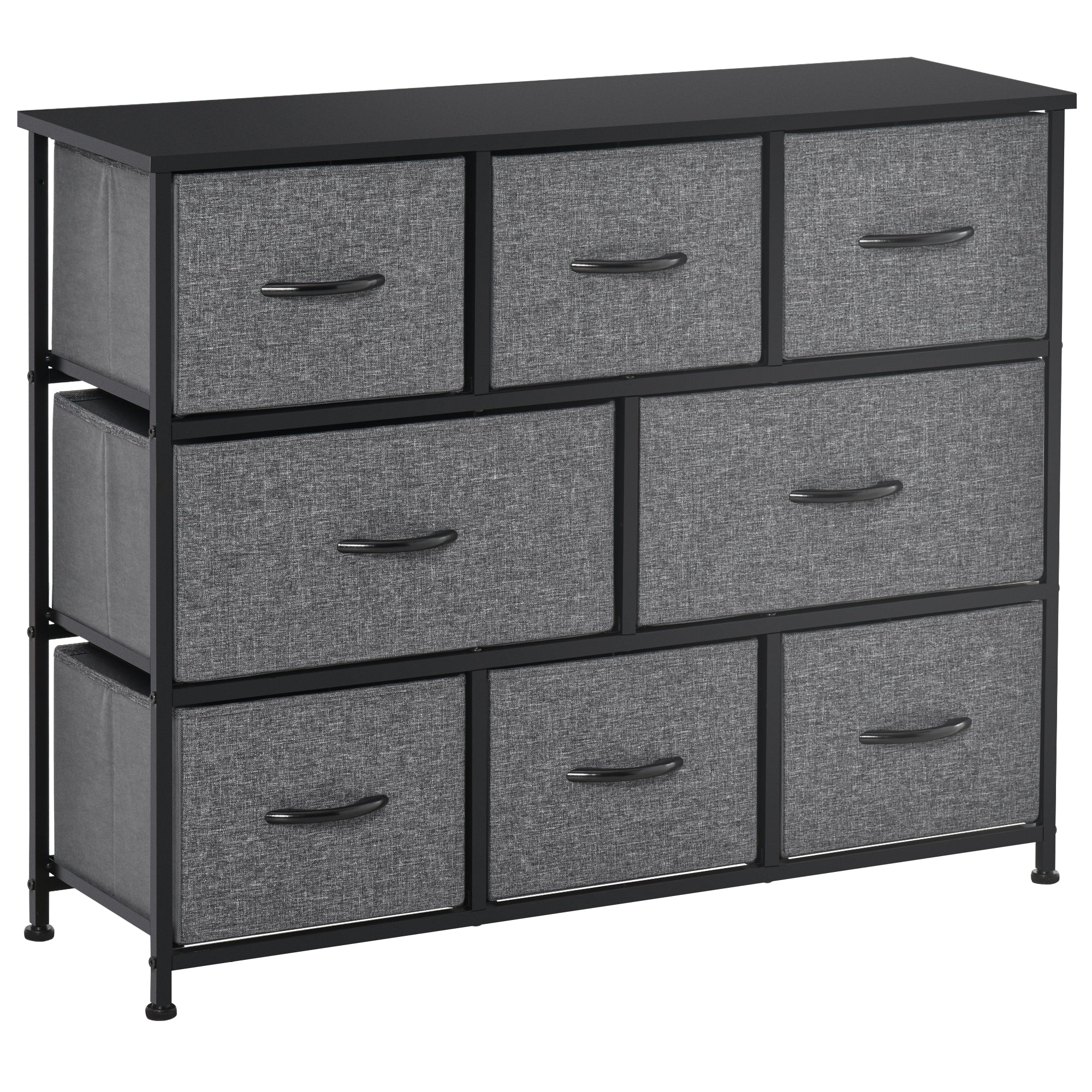 Homcom 8 Drawer Dresser, 3 Tier Fabric Chest Of Drawers, Storage Tower
