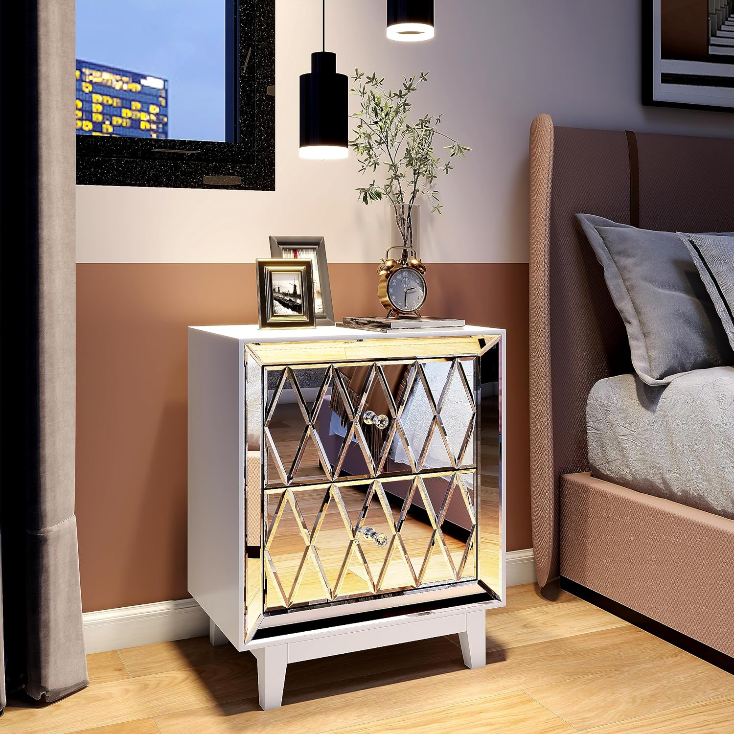 Mirrored Nightstands Set Of 2