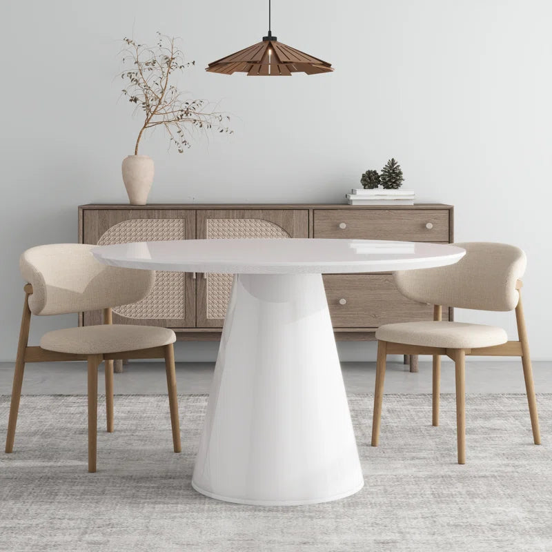 Modern White High Gloss Round Dining Table Gloss White Desk And Hutch