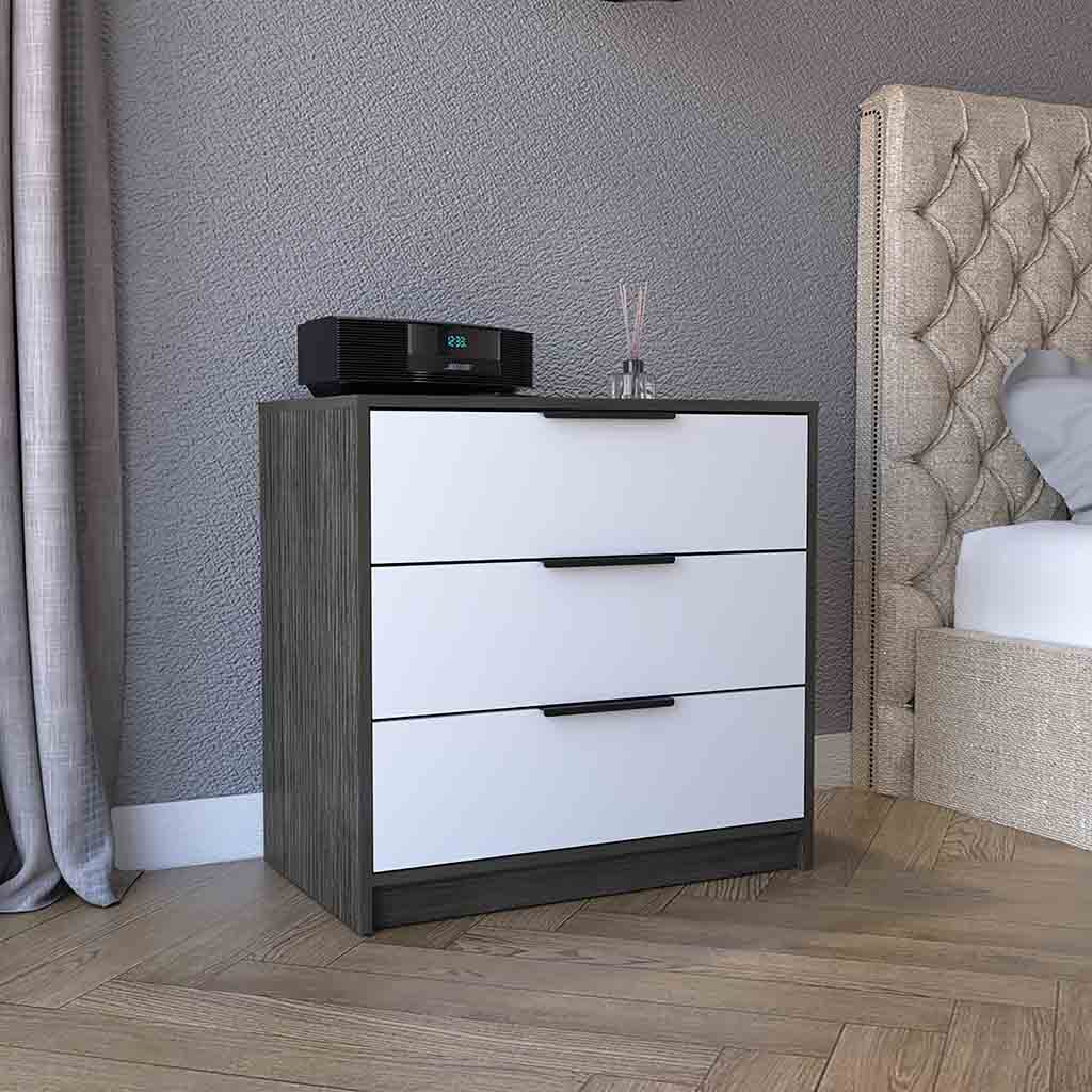 Kaia 3 Drawers Dresser, Superior Top Smokey Oak White Multicolor Bedro